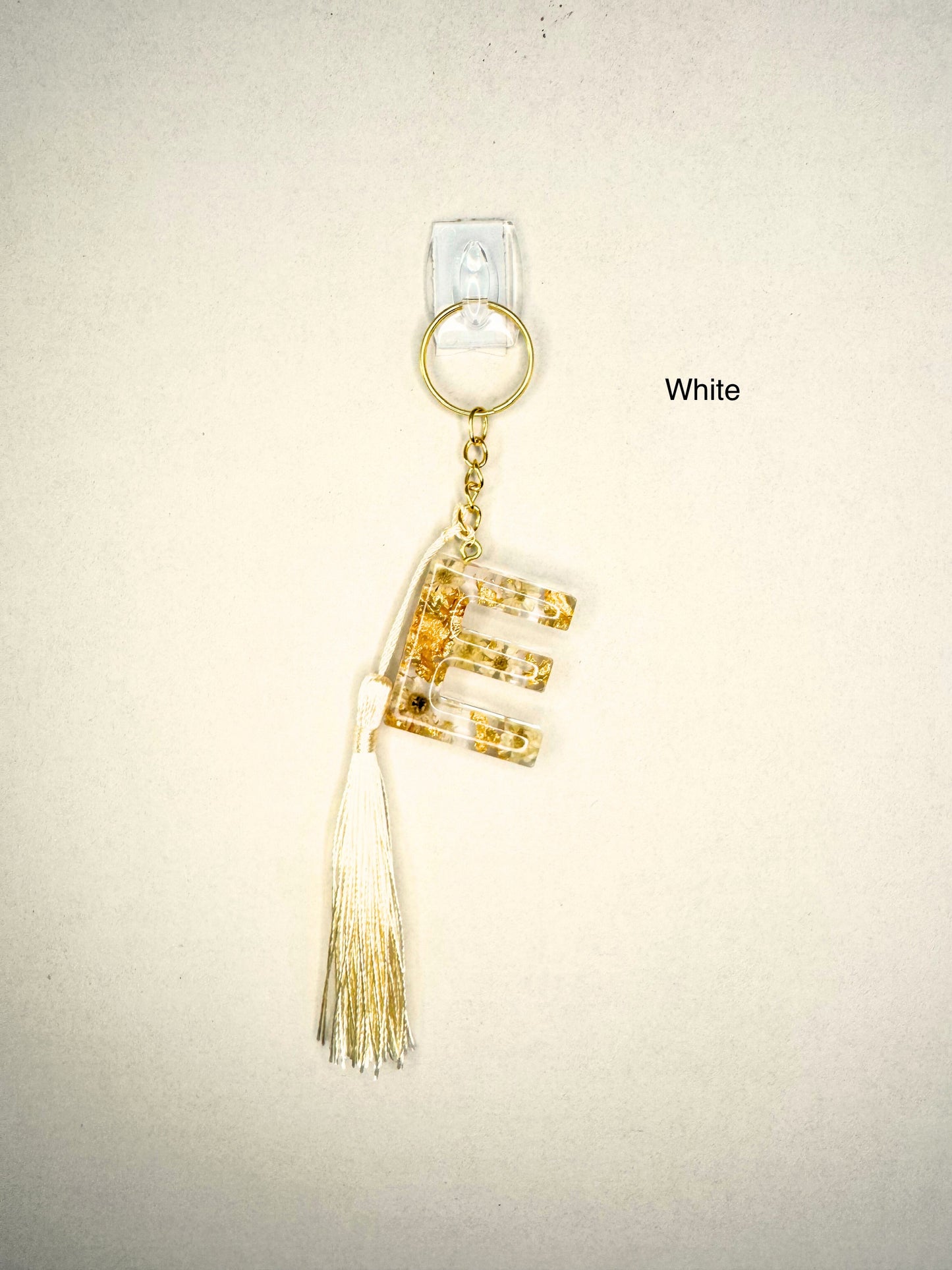 Set - Alphabet letter keychain with flowers and gold Tassel and pet paw charm