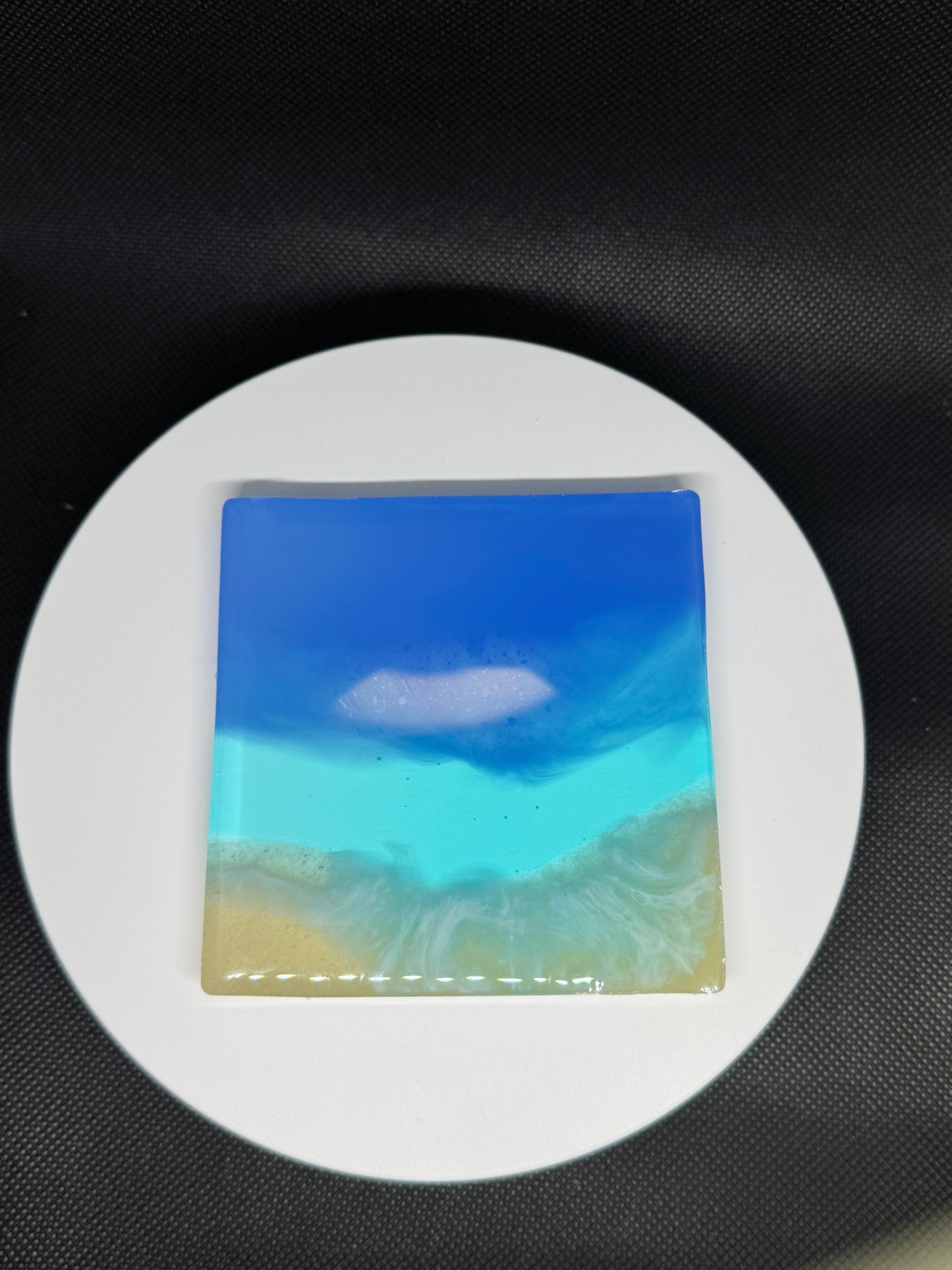 Handmade Ocean Resin Coasters – Beach-Inspired Epoxy Drink Coaster Set with Waves and Sand Effect- Set of 6