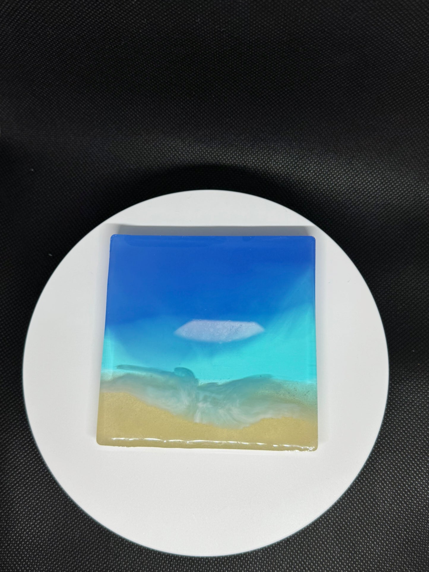 Handmade Ocean Resin Coasters – Beach-Inspired Epoxy Drink Coaster Set with Waves and Sand Effect- Set of 6