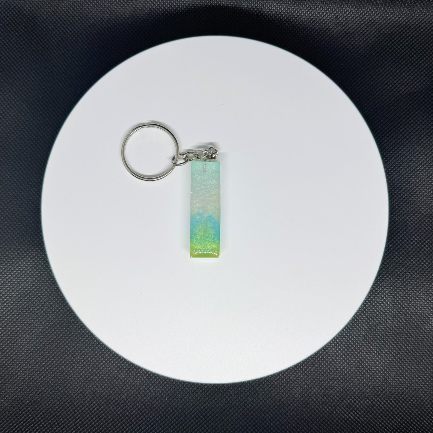 Ocean Breeze Resin Initial Keychains – Handmade Gradient Letters in Blue & Yellow