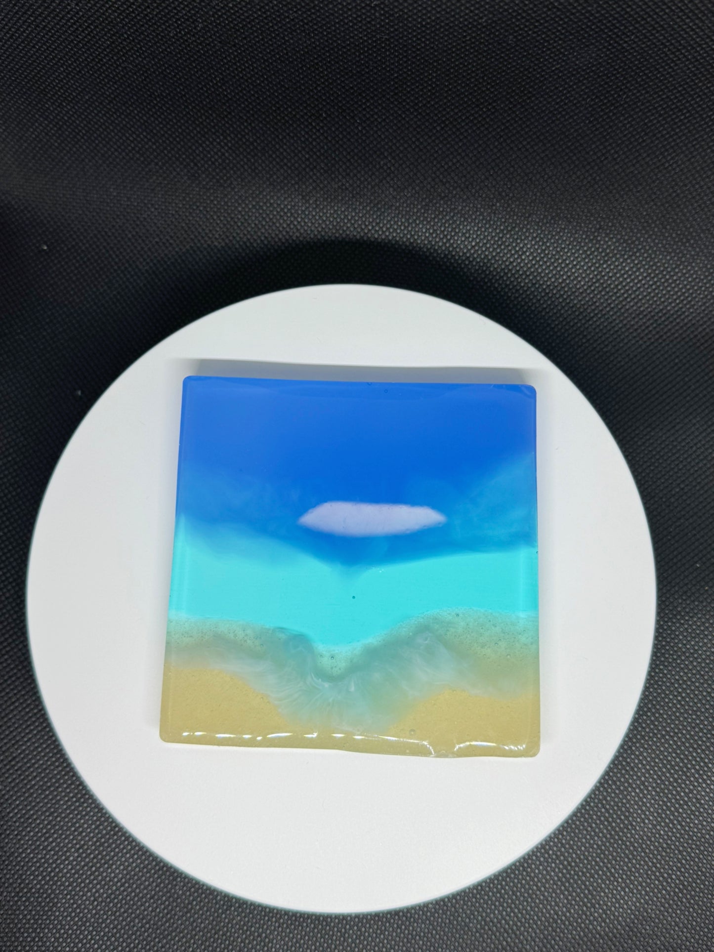 Handmade Ocean Resin Coasters – Beach-Inspired Epoxy Drink Coaster Set with Waves and Sand Effect- Set of 6