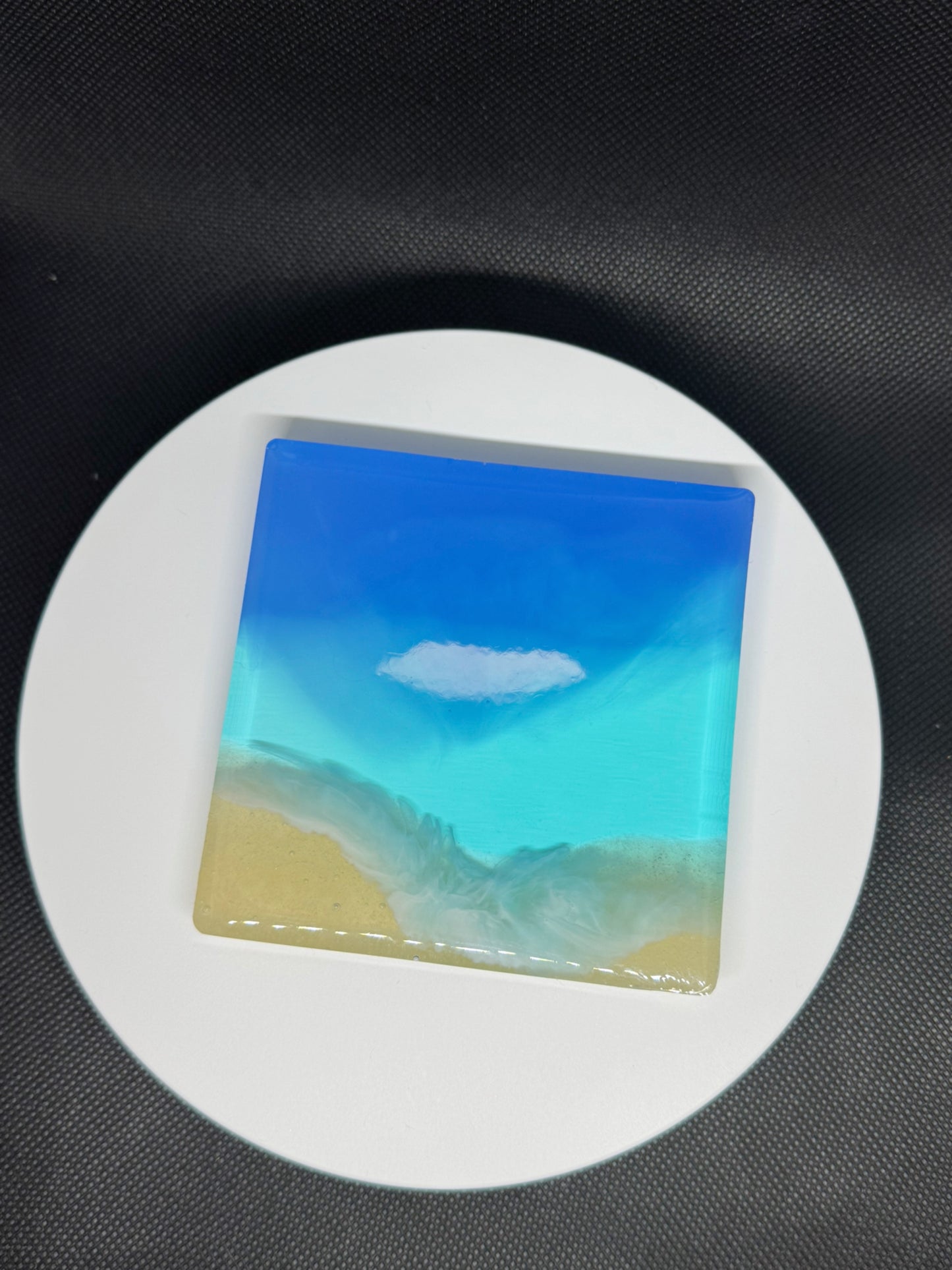 Handmade Ocean Resin Coasters – Beach-Inspired Epoxy Drink Coaster Set with Waves and Sand Effect- Set of 6