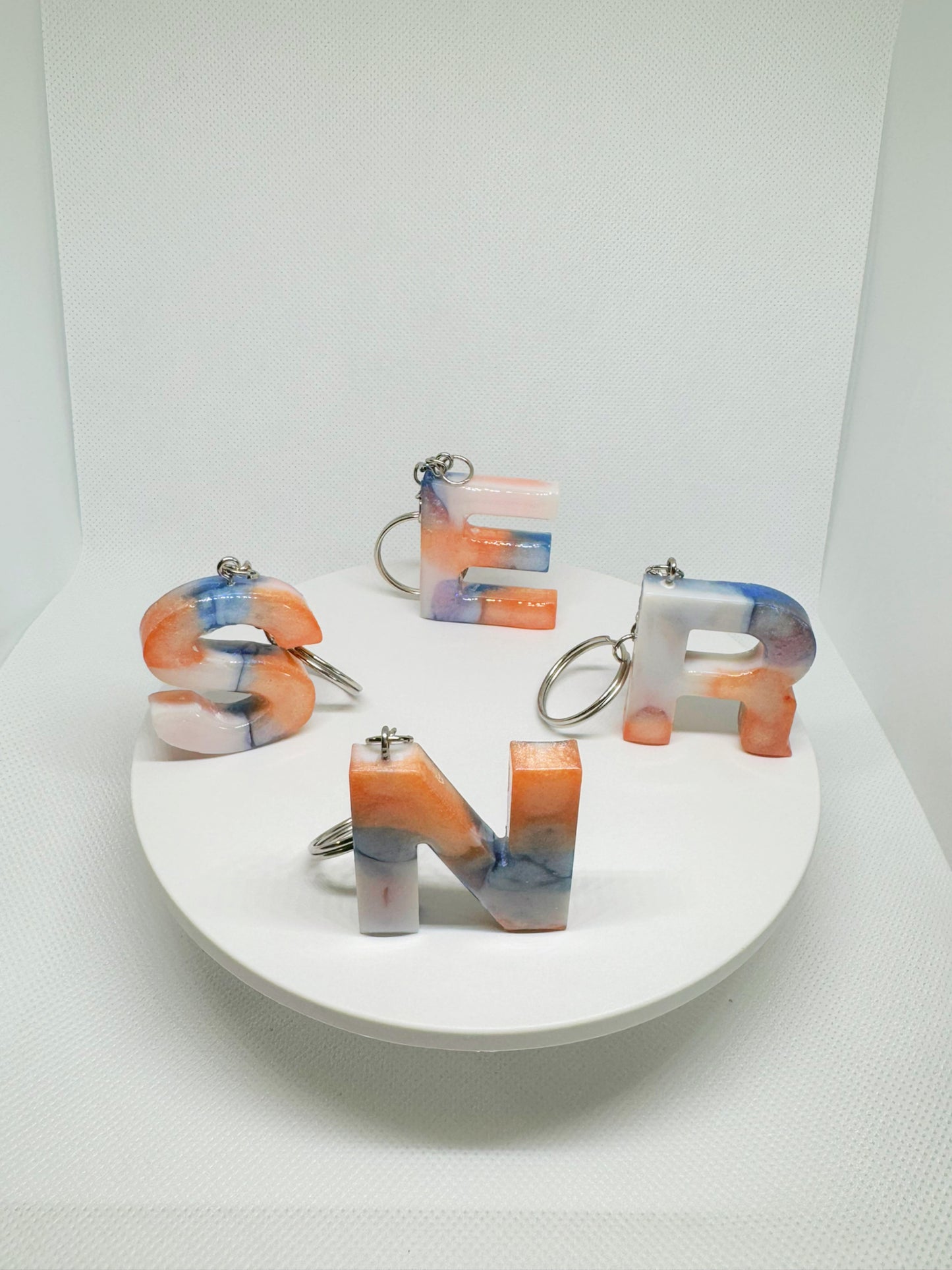 Glossy Alphabet letter keychain 3 Colors