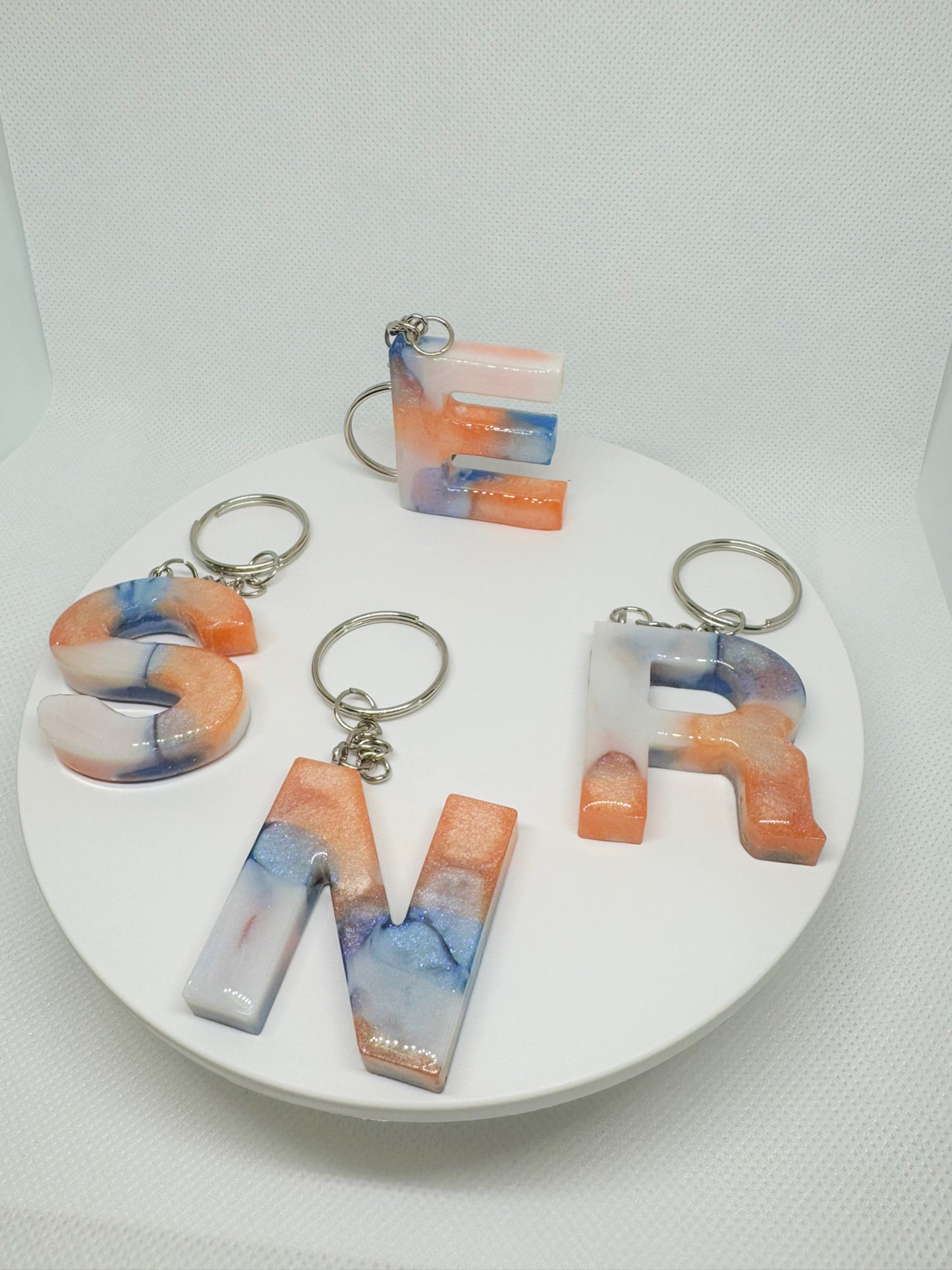 Glossy Alphabet letter keychain 3 Colors