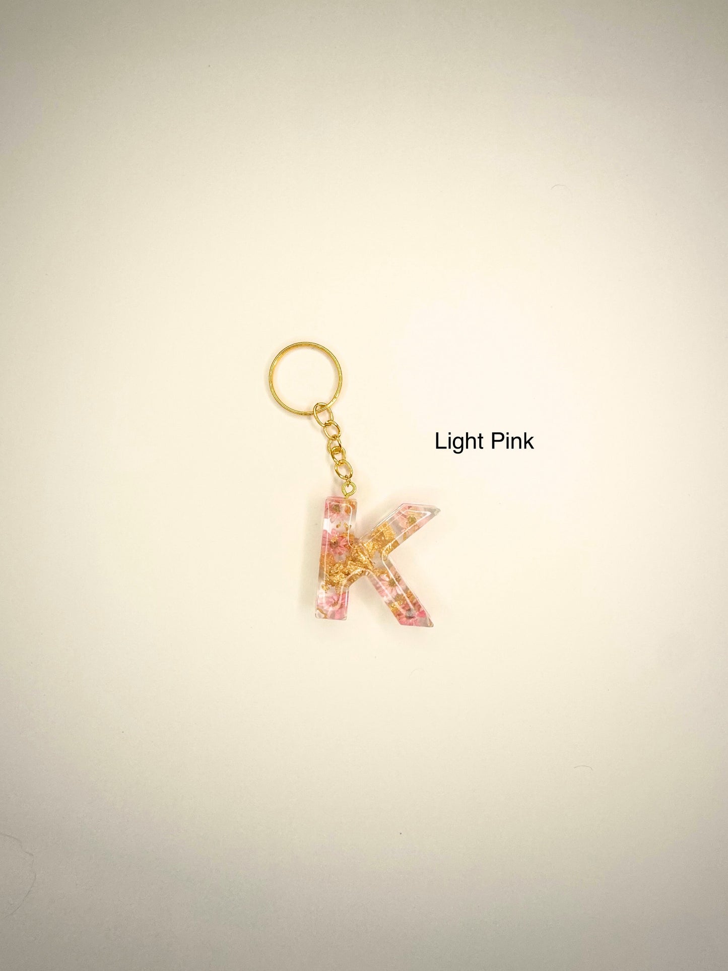Set - Alphabet letter keychain with flowers and gold Tassel and pet paw charm