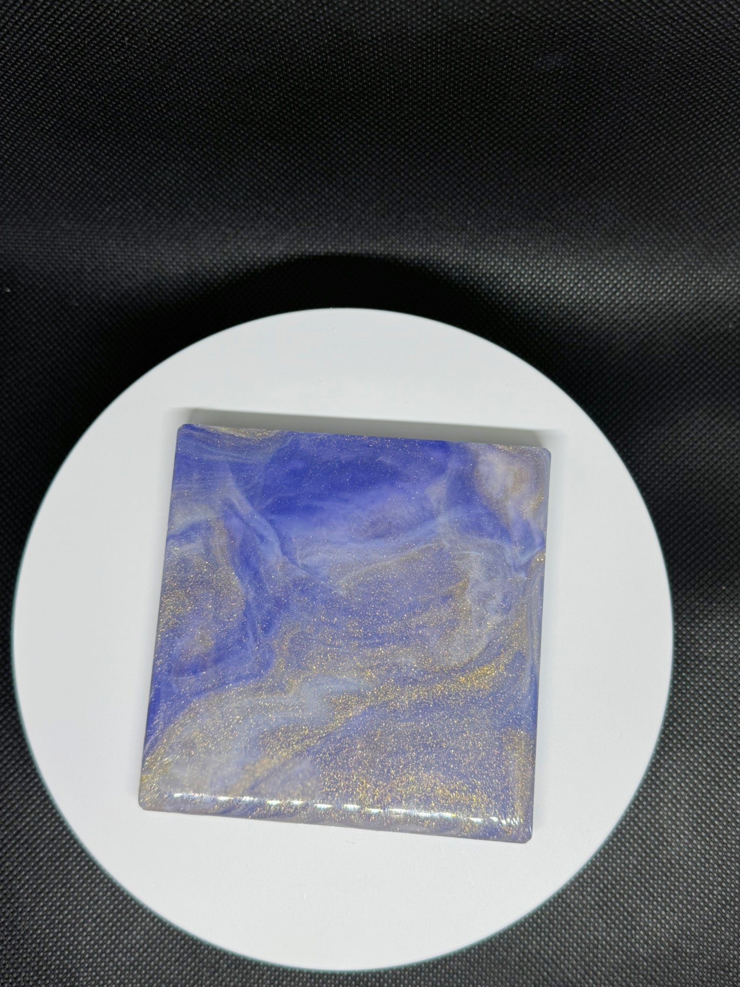 Celestial Epoxy Resin Coasters – Handmade Galaxy Blue & Gold Glitter Marble Effect – Set of 6