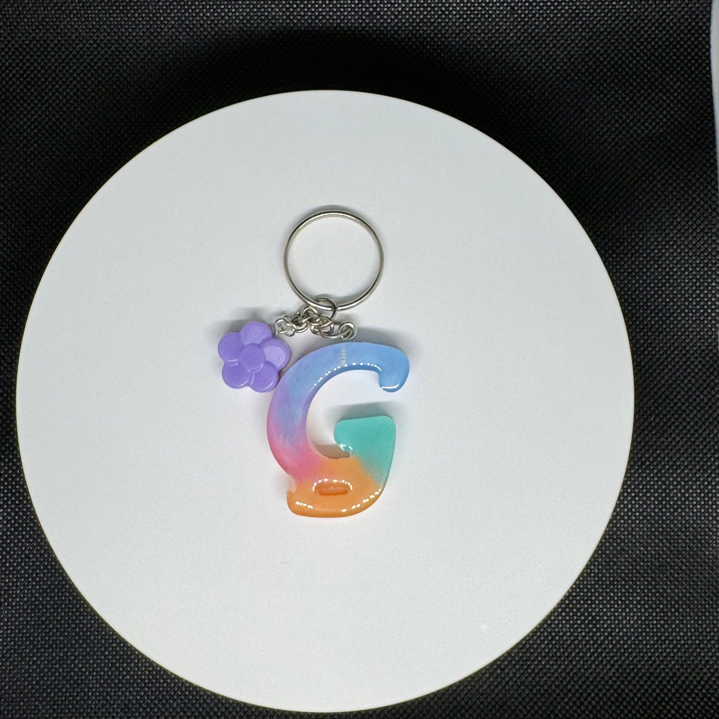 Custom Pastel Resin Initial Keychains – Handmade Letter Charms with Cute Mini Accessorie