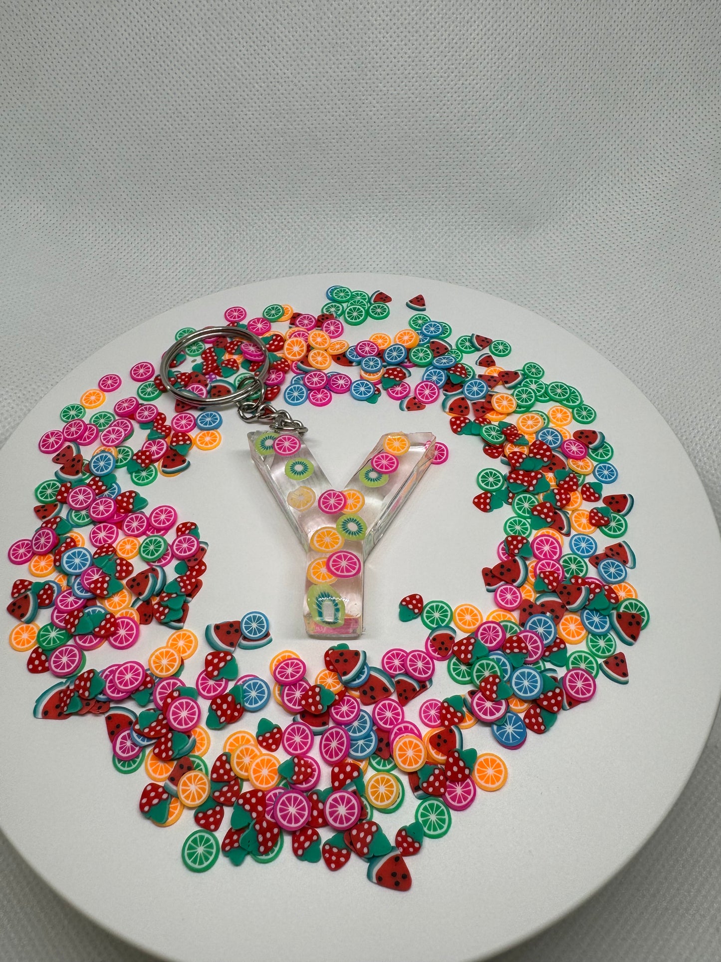 Alphabet letter keychain Fruits🍓🍒🍉🍎
