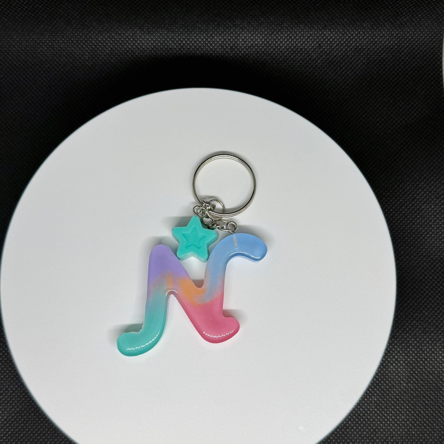 Custom Pastel Resin Initial Keychains – Handmade Letter Charms with Cute Mini Accessorie