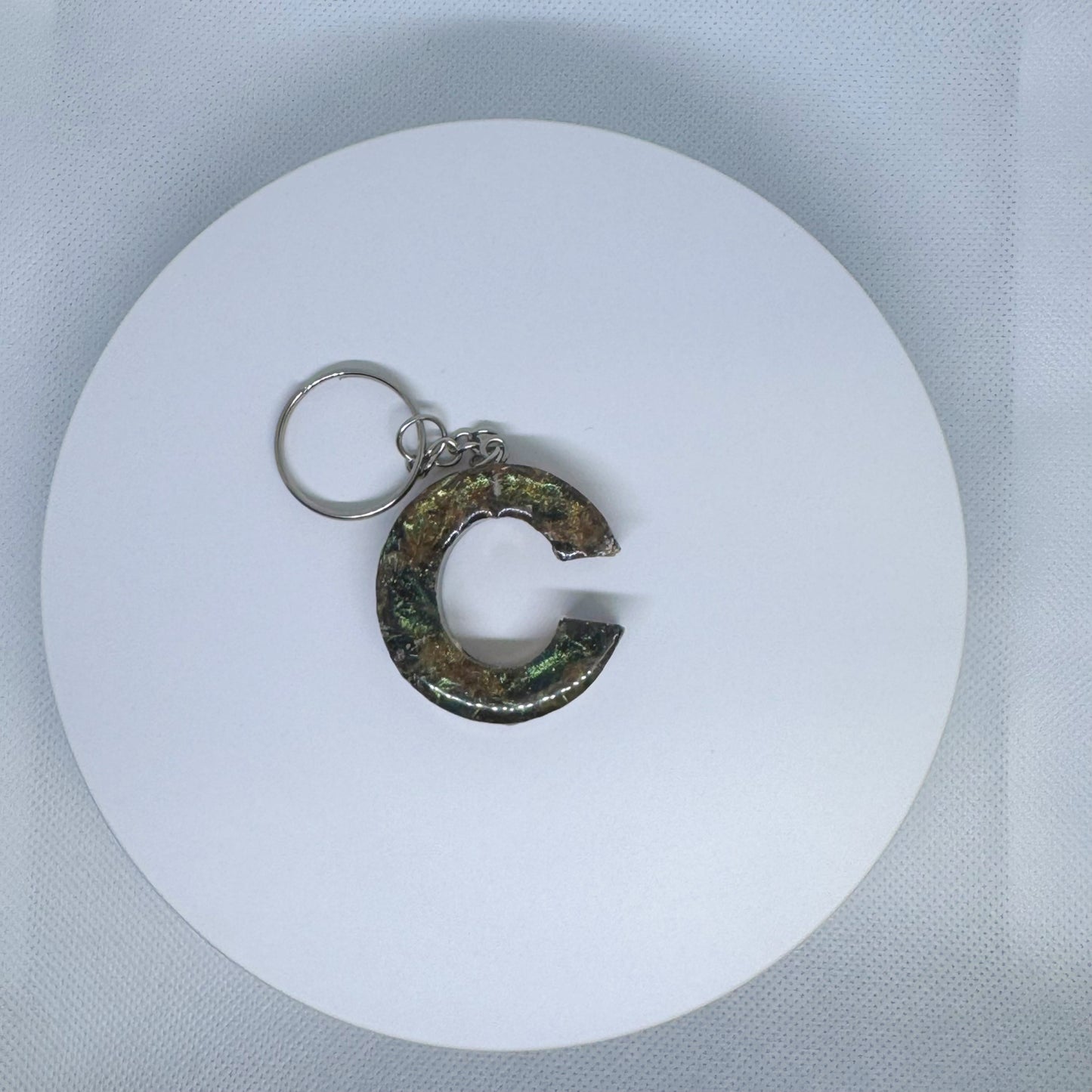 Forest Flame Resin Letter Keychain