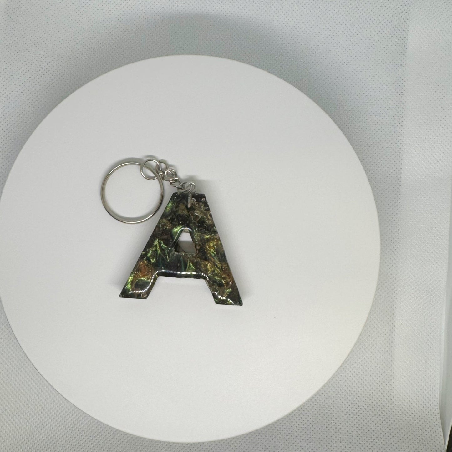 Forest Flame Resin Letter Keychain