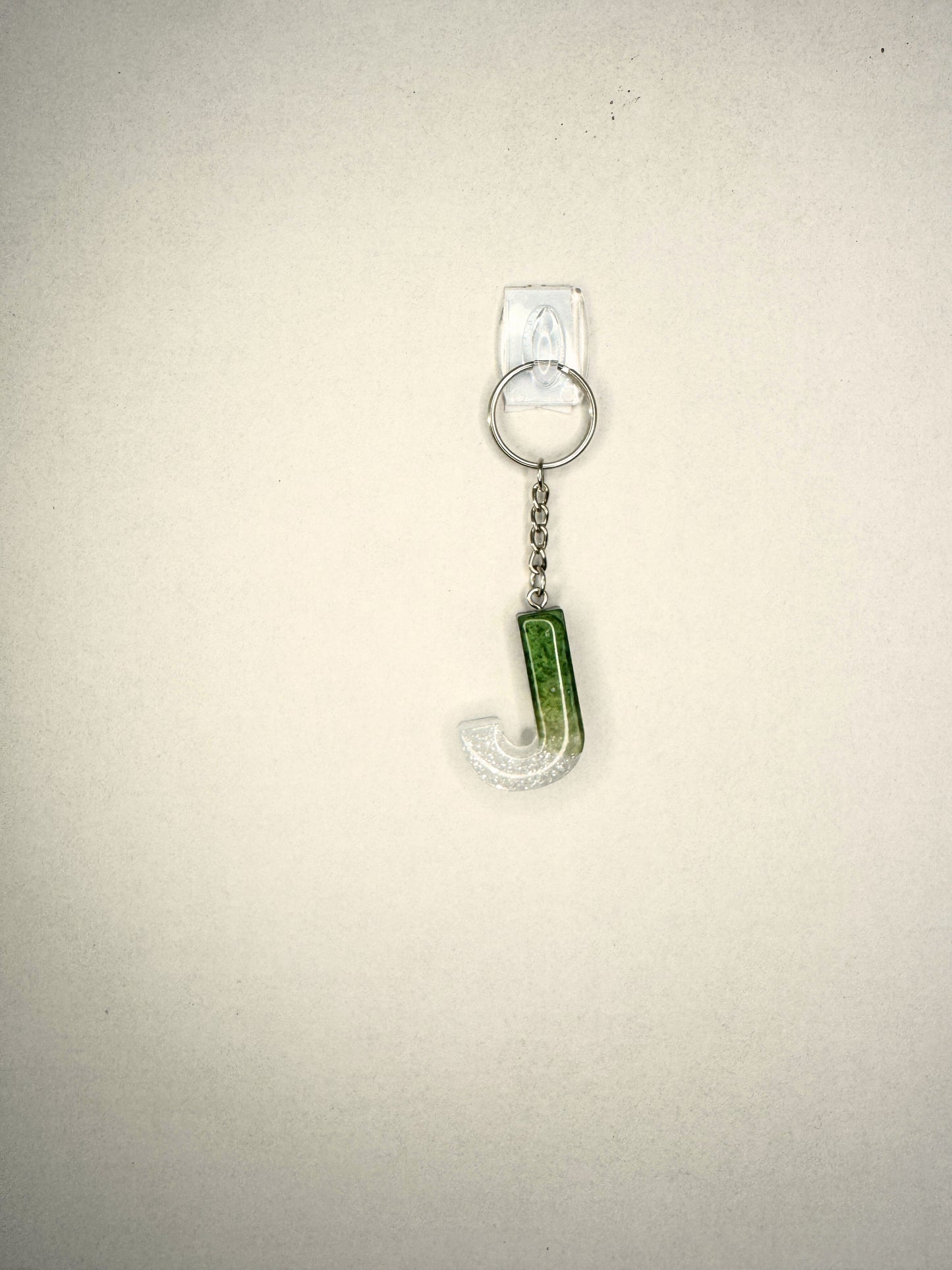 Alphabet letter  keychain Dark green and Silver