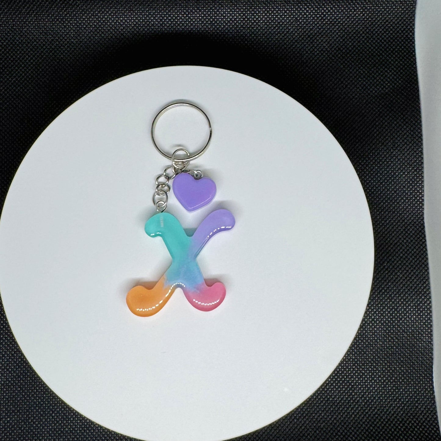 Custom Pastel Resin Initial Keychains – Handmade Letter Charms with Cute Mini Accessorie