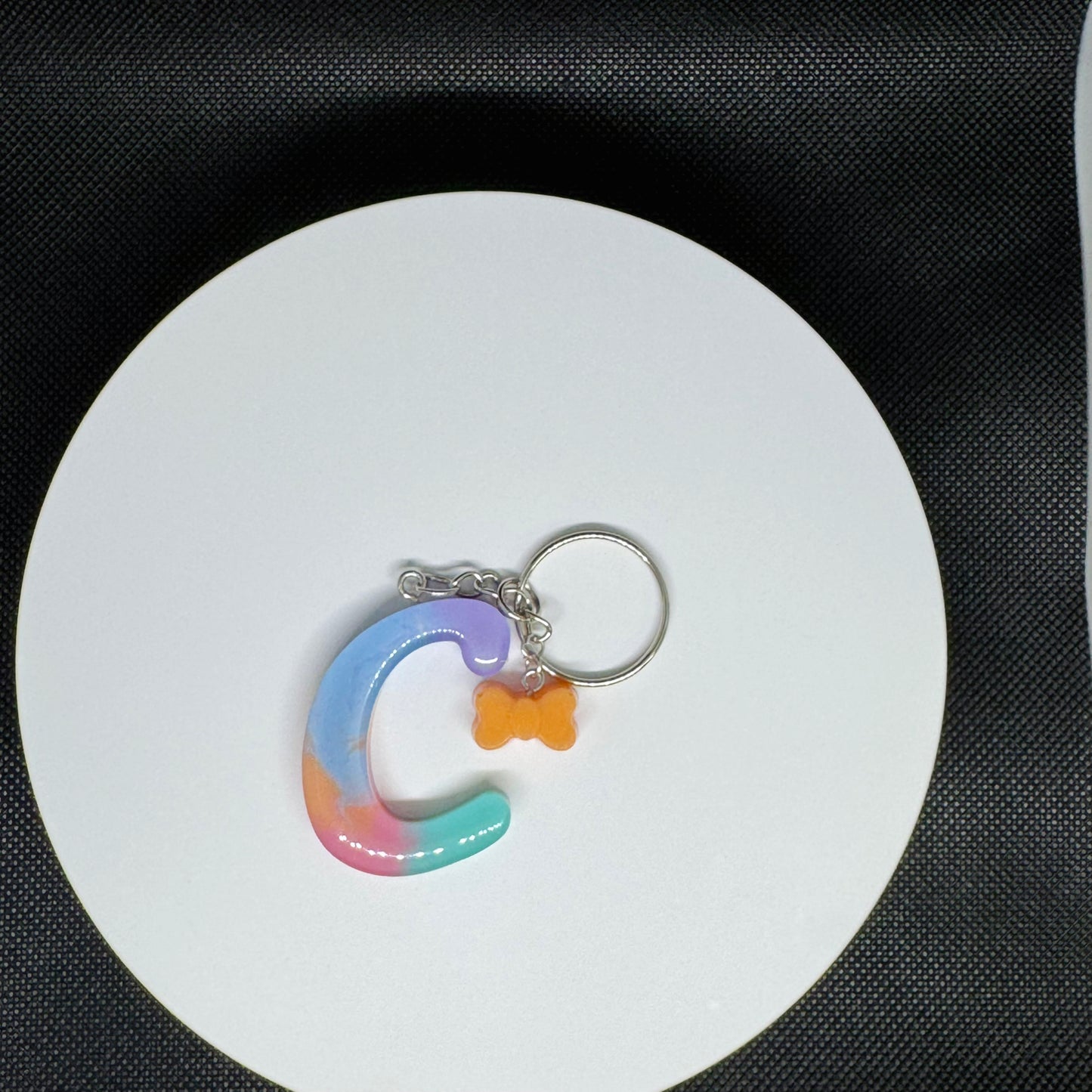 Custom Pastel Resin Initial Keychains – Handmade Letter Charms with Cute Mini Accessorie