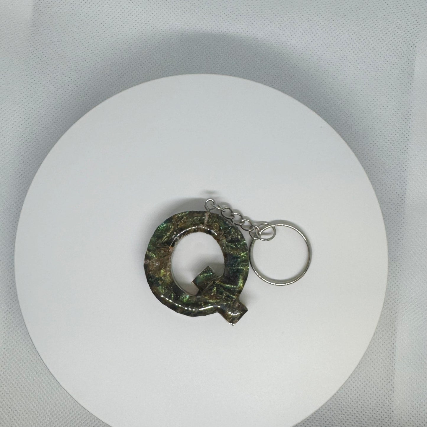 Forest Flame Resin Letter Keychain