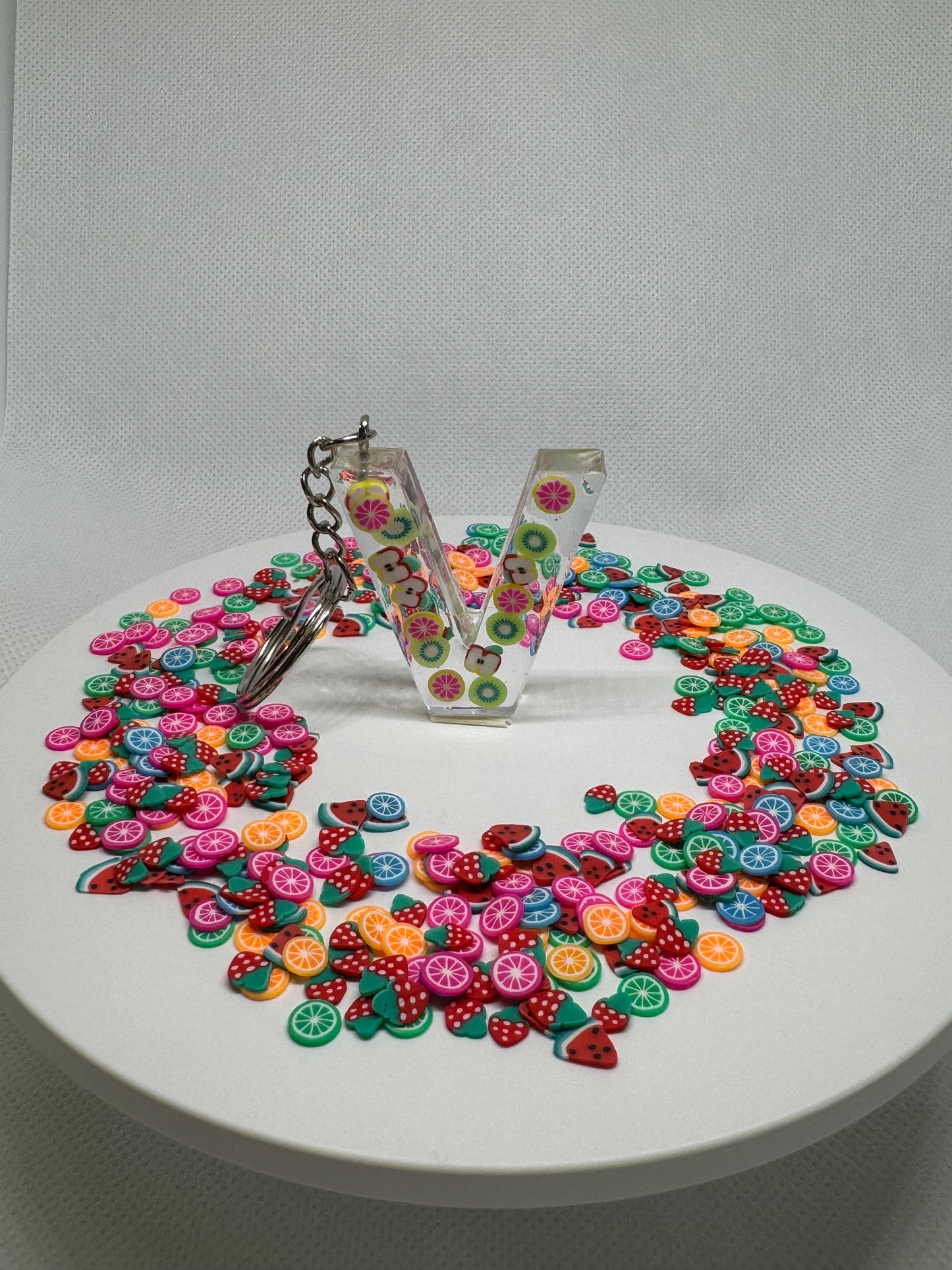 Alphabet letter keychain Fruits🍓🍒🍉🍎