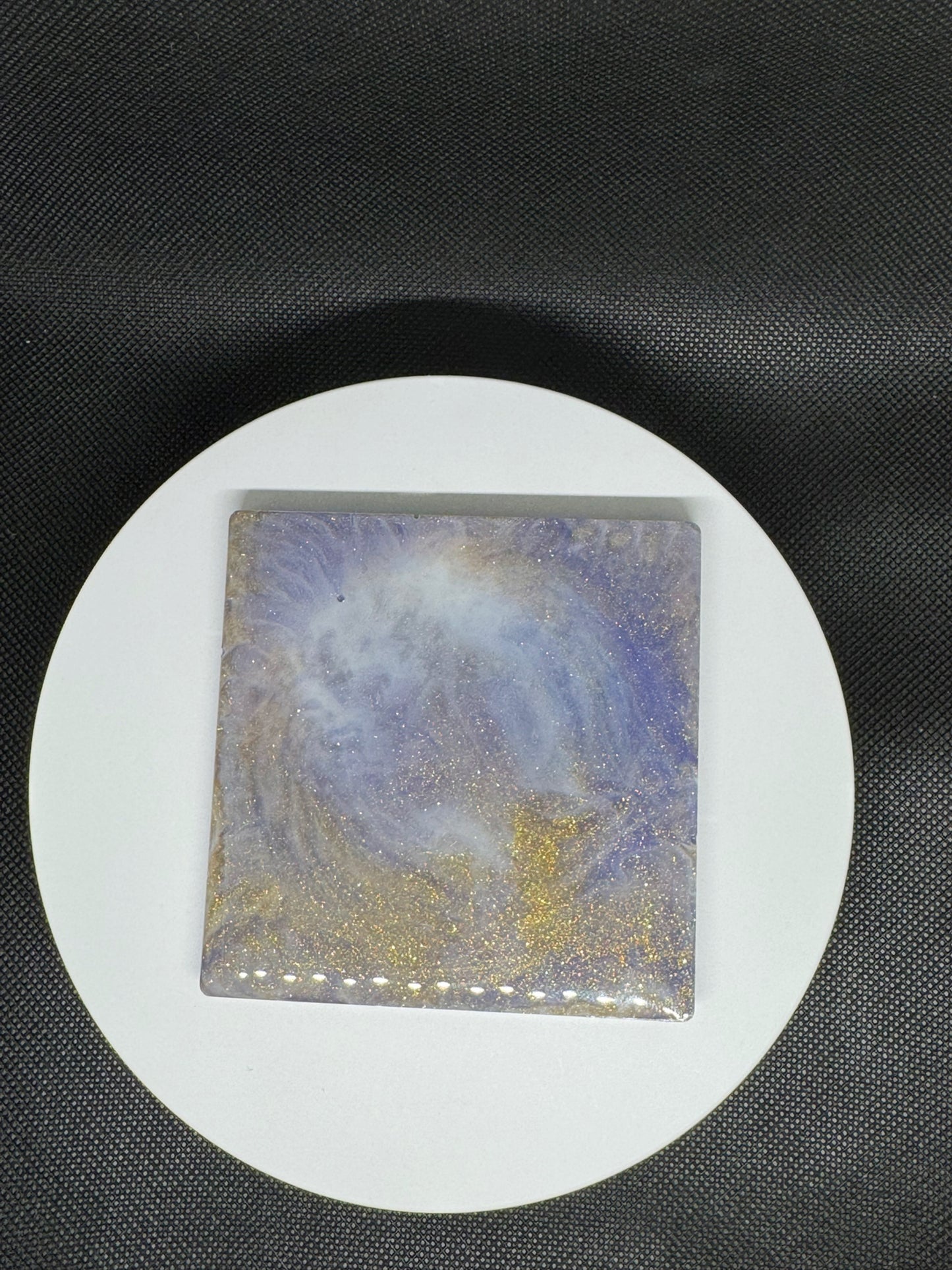 Celestial Epoxy Resin Coasters – Handmade Galaxy Blue & Gold Glitter Marble Effect – Set of 6
