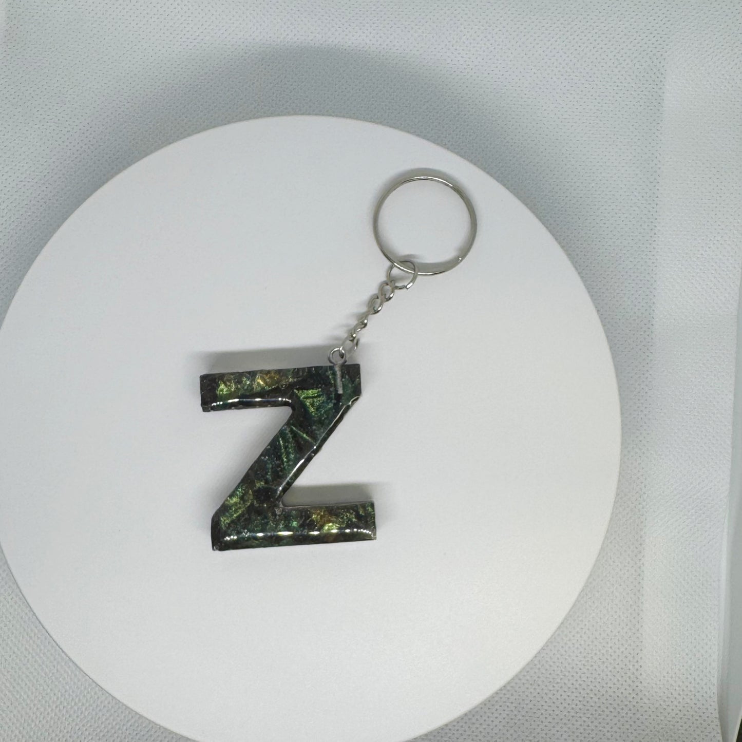 Forest Flame Resin Letter Keychain