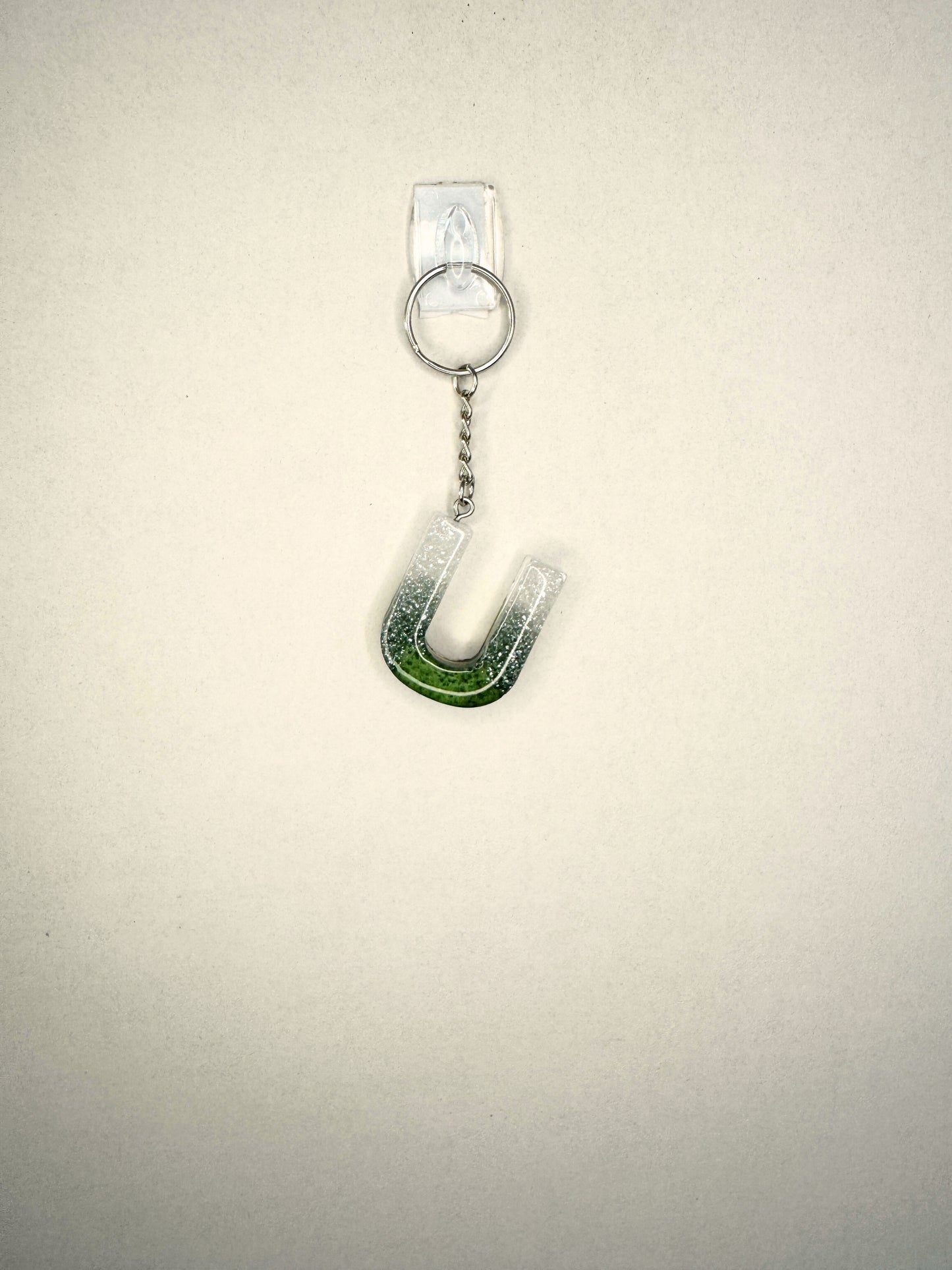 Alphabet letter  keychain Dark green and Silver