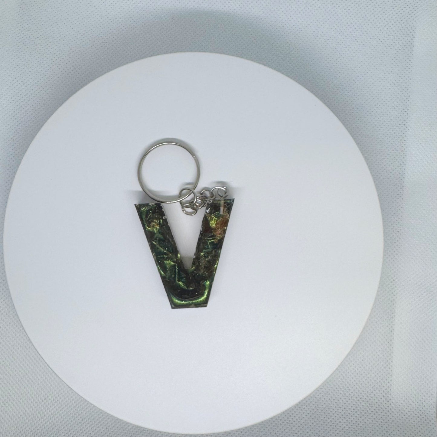Forest Flame Resin Letter Keychain