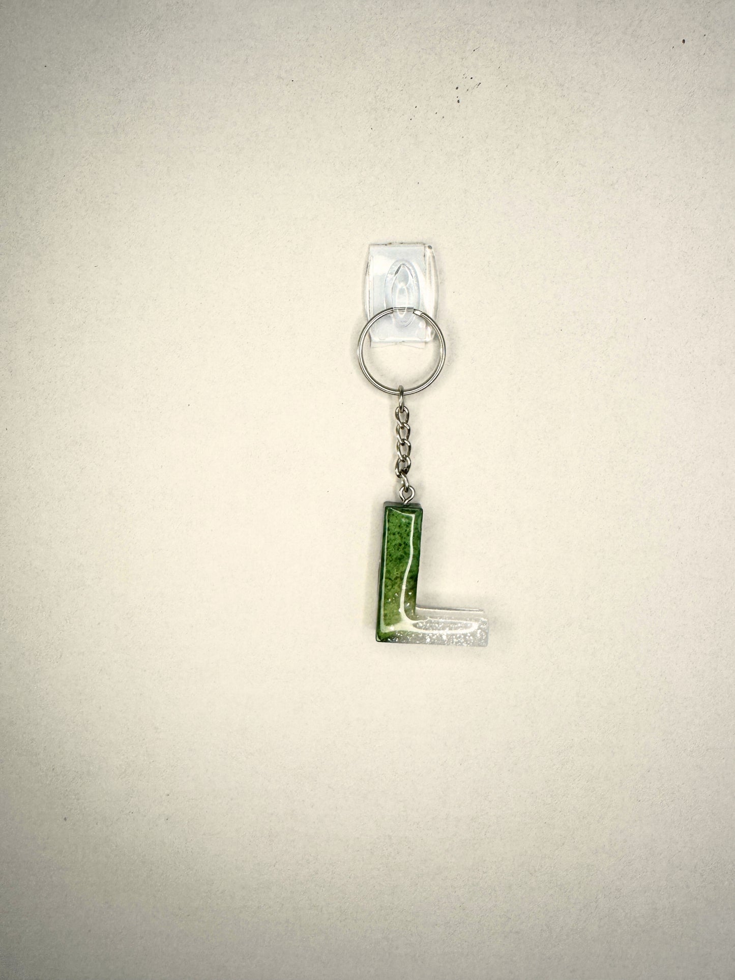 Alphabet letter  keychain Dark green and Silver