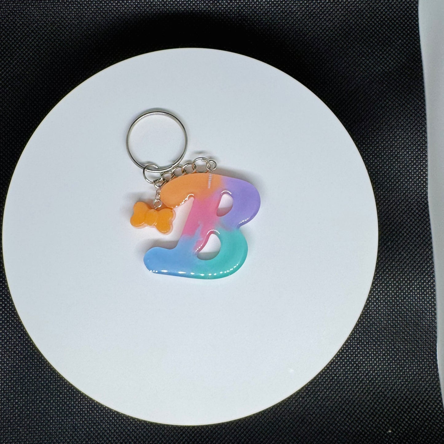 Custom Pastel Resin Initial Keychains – Handmade Letter Charms with Cute Mini Accessorie