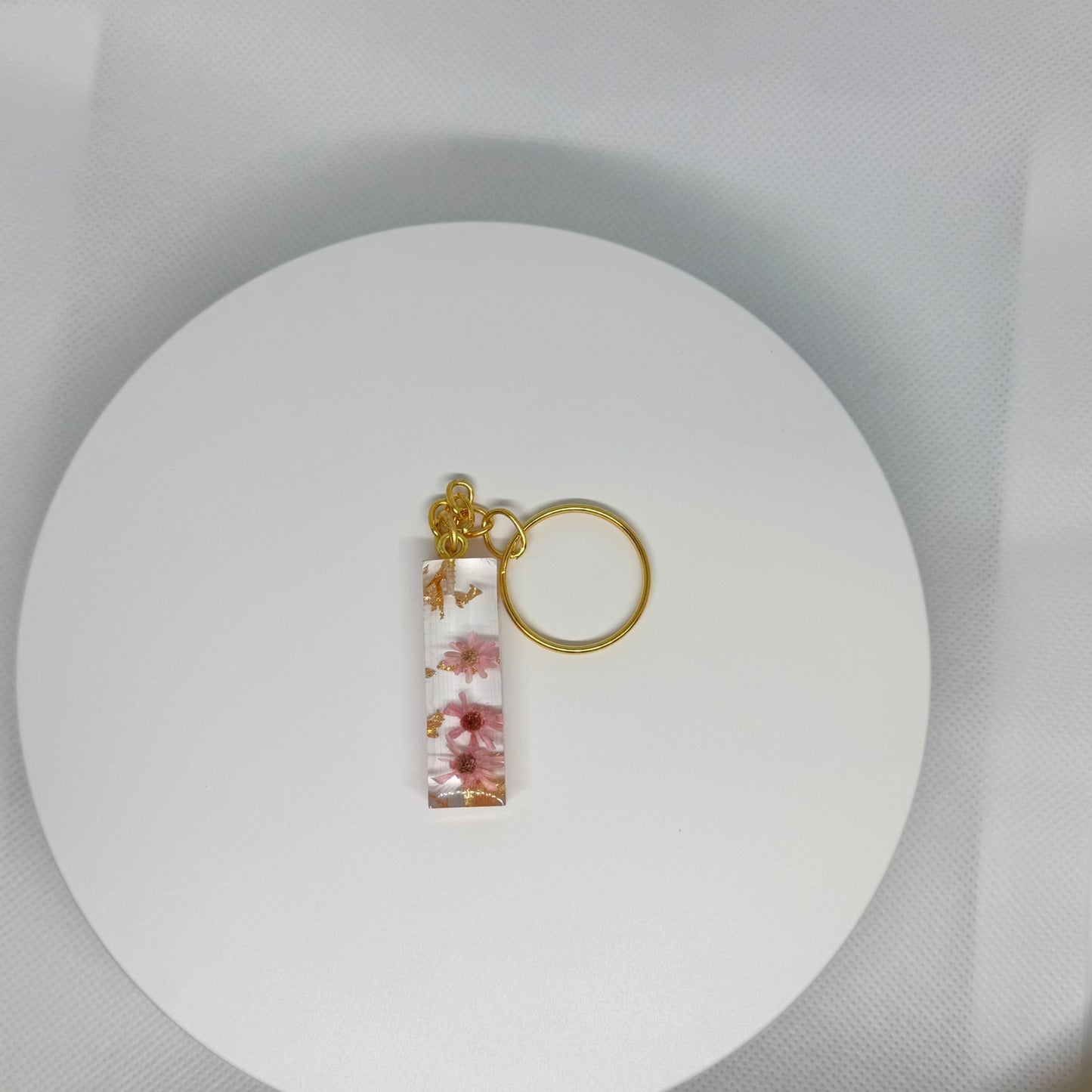 Alphabet letter keychain with flowers and gold