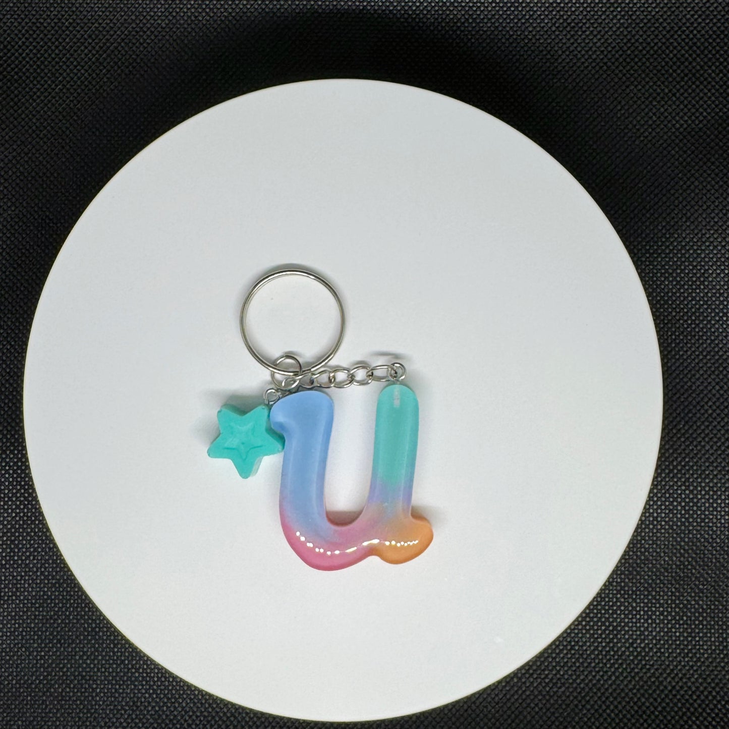 Custom Pastel Resin Initial Keychains – Handmade Letter Charms with Cute Mini Accessorie