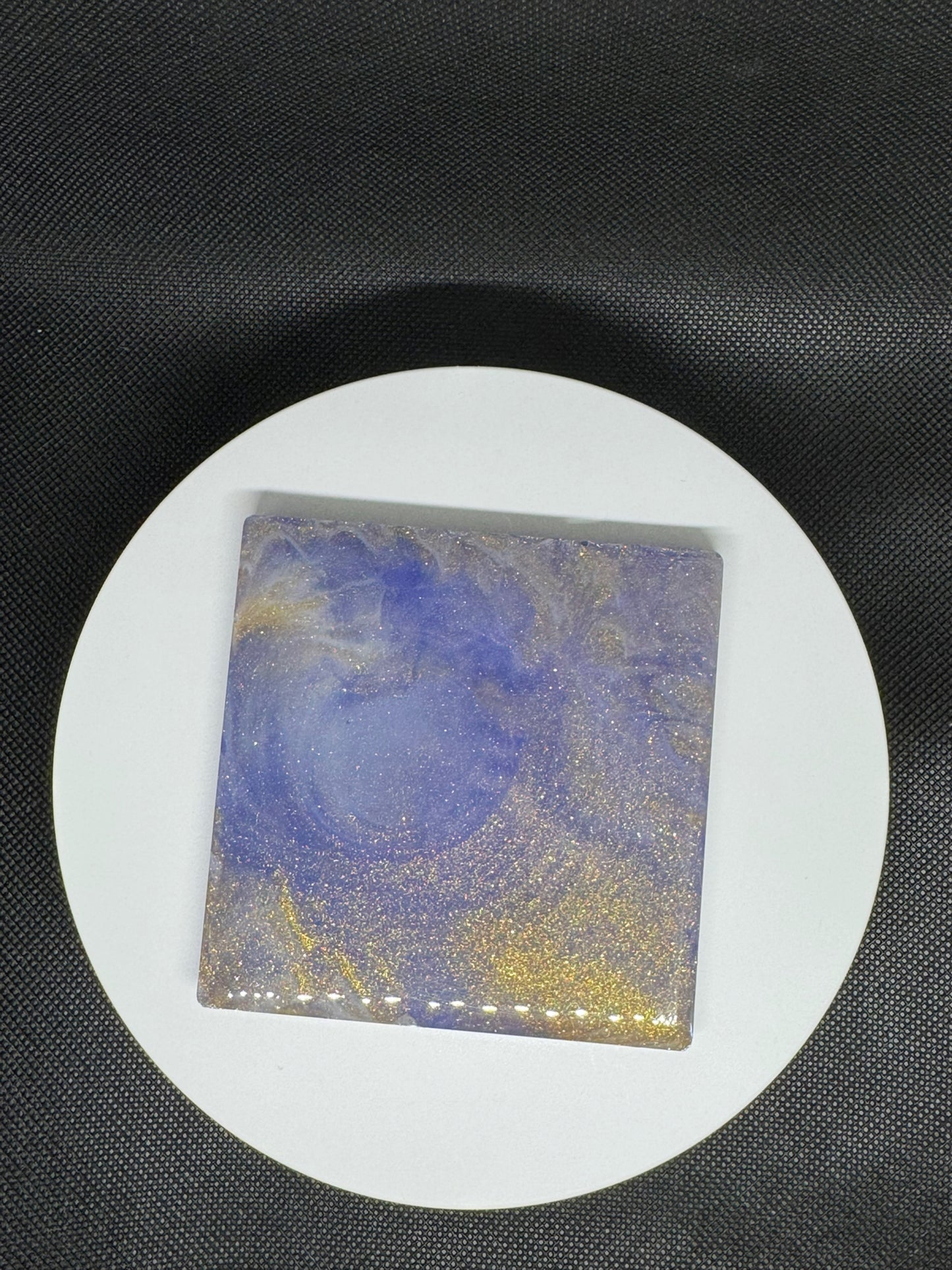 Celestial Epoxy Resin Coasters – Handmade Galaxy Blue & Gold Glitter Marble Effect – Set of 6