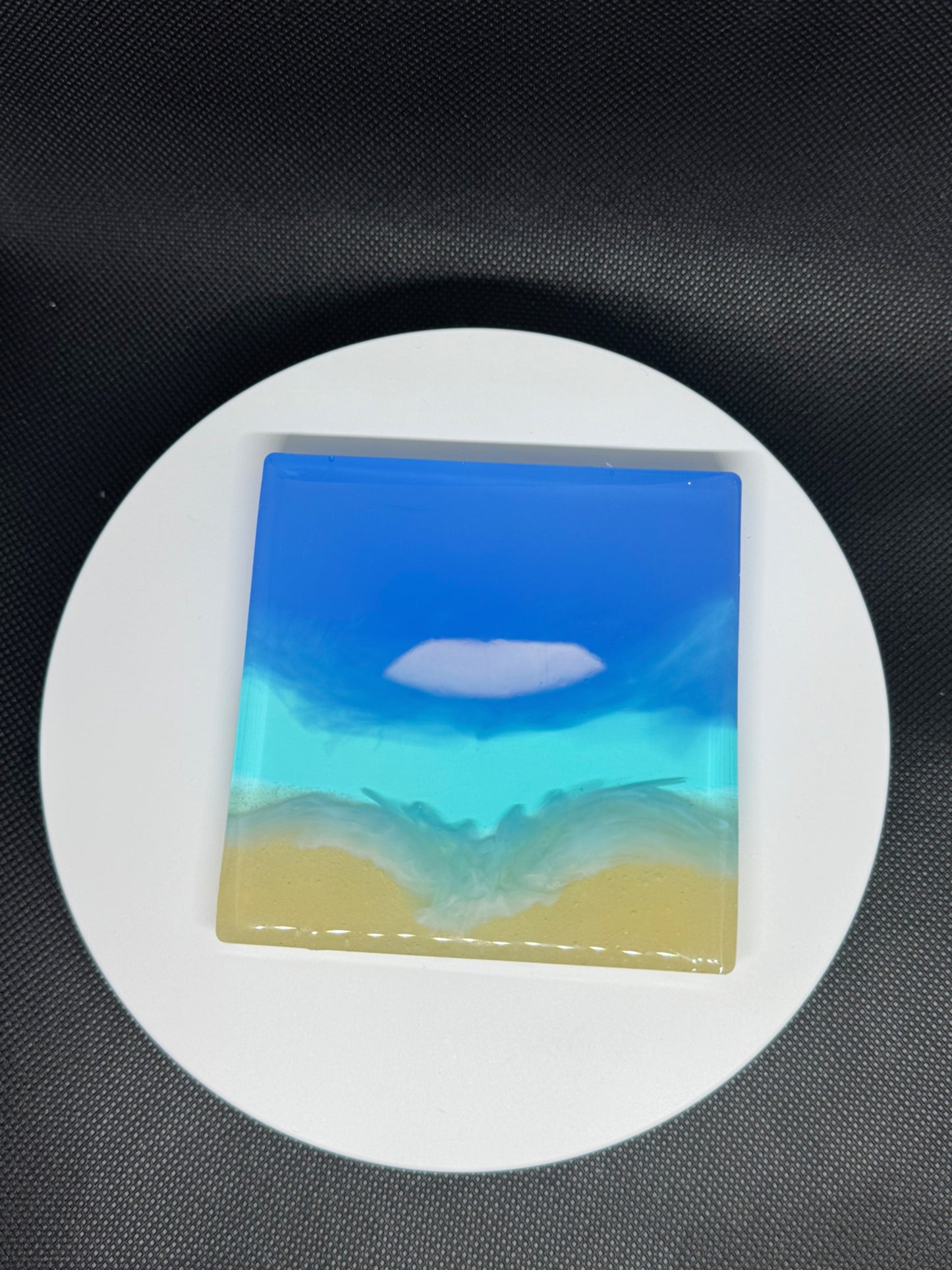Handmade Ocean Resin Coasters – Beach-Inspired Epoxy Drink Coaster Set with Waves and Sand Effect- Set of 6