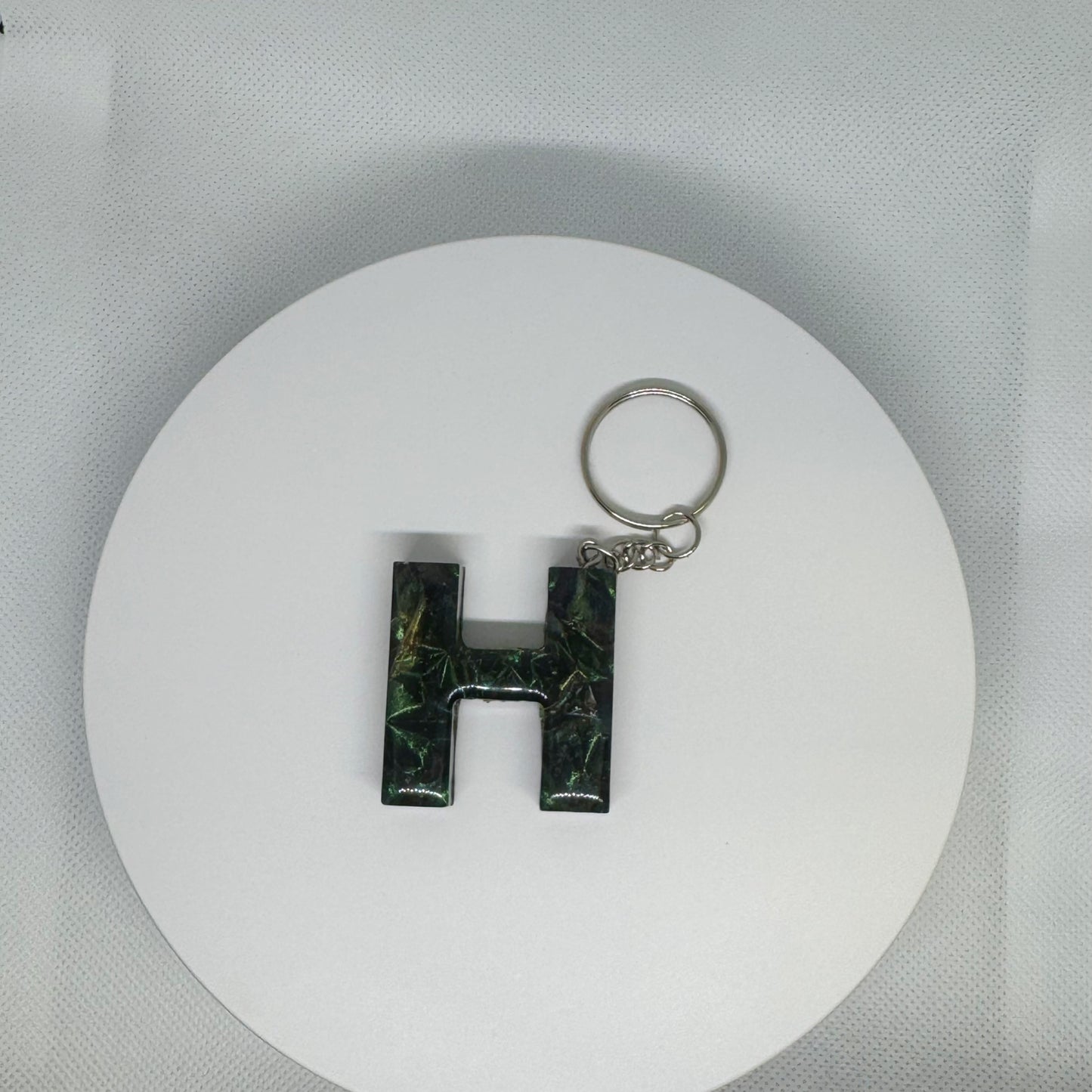 Forest Flame Resin Letter Keychain