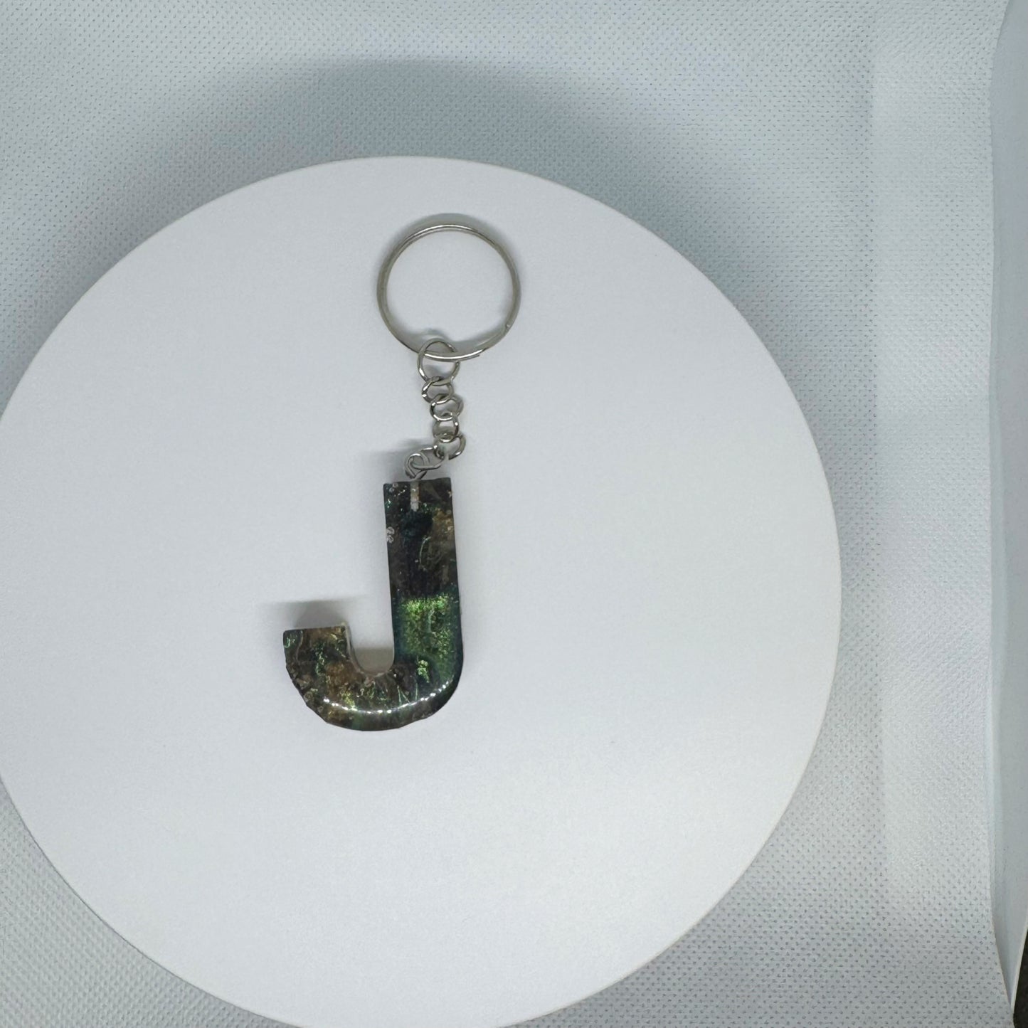 Forest Flame Resin Letter Keychain