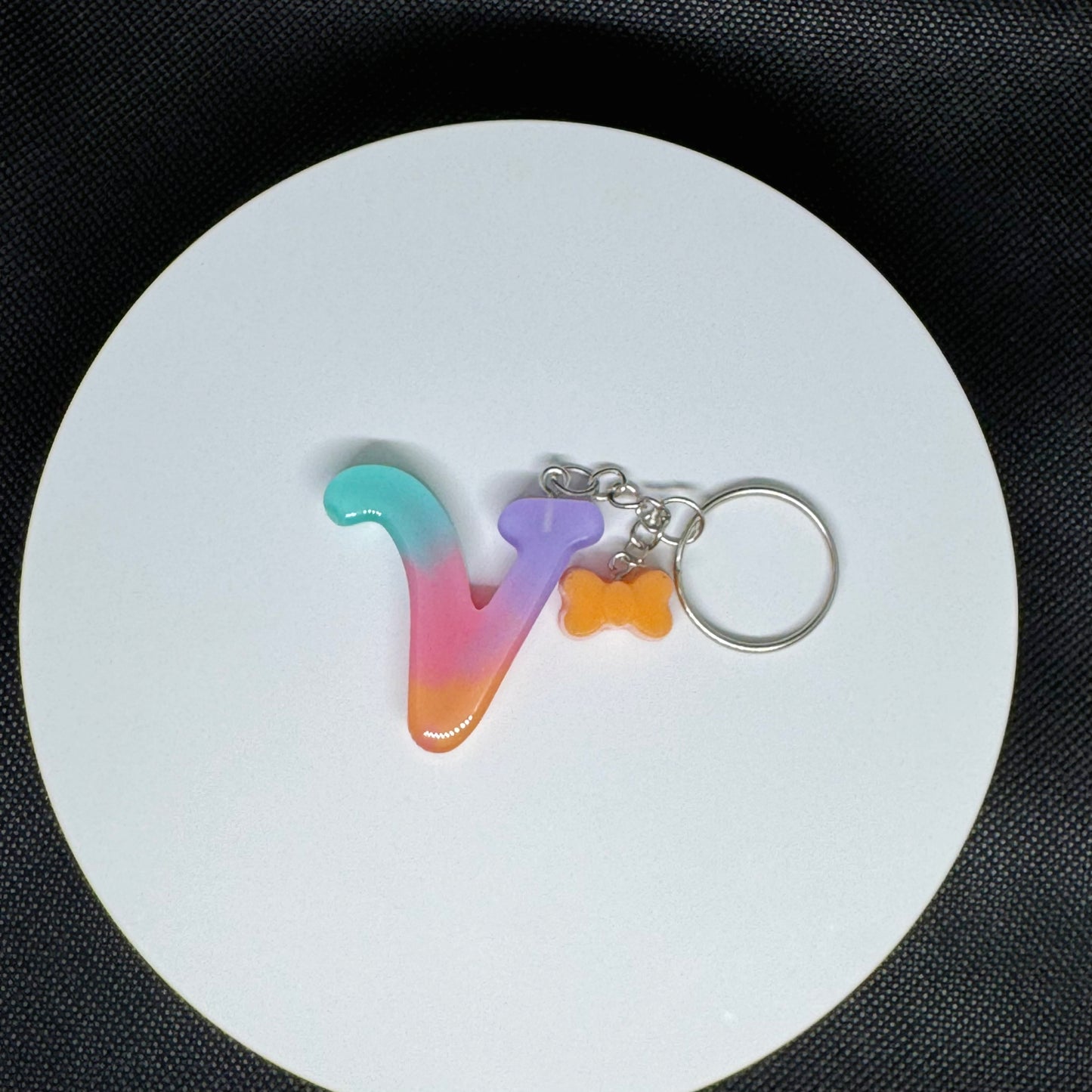 Custom Pastel Resin Initial Keychains – Handmade Letter Charms with Cute Mini Accessorie