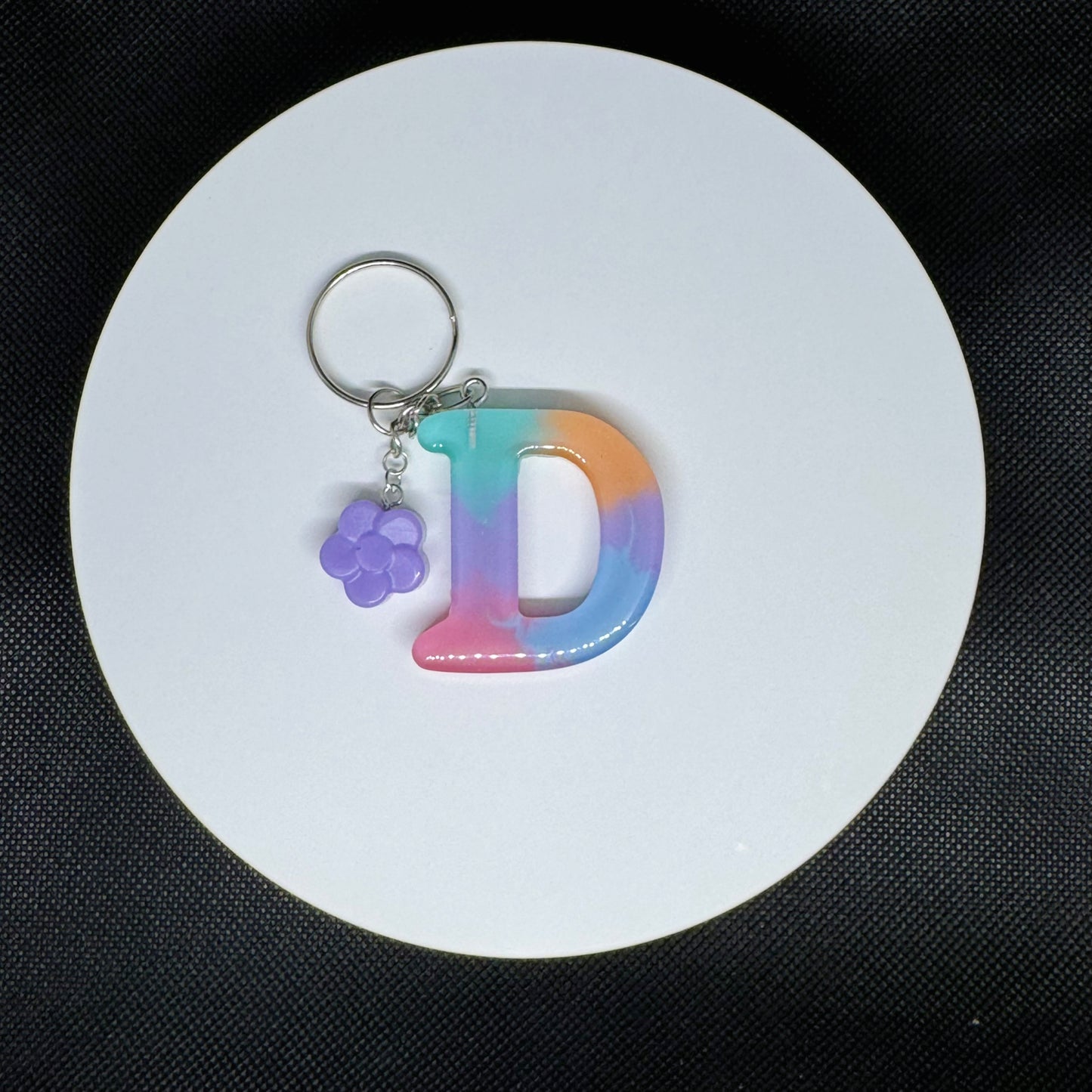 Custom Pastel Resin Initial Keychains – Handmade Letter Charms with Cute Mini Accessorie