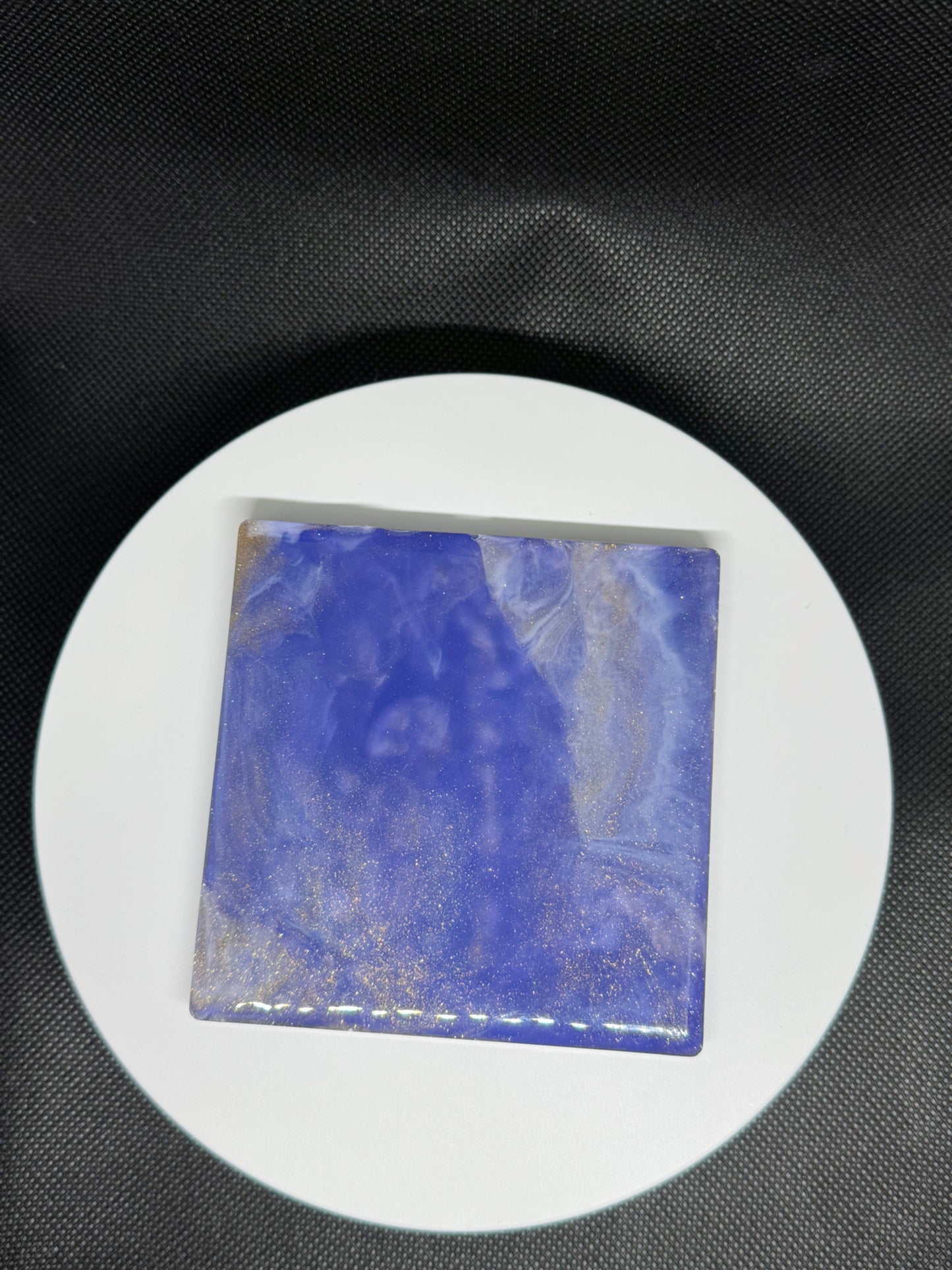Celestial Epoxy Resin Coasters – Handmade Galaxy Blue & Gold Glitter Marble Effect – Set of 6