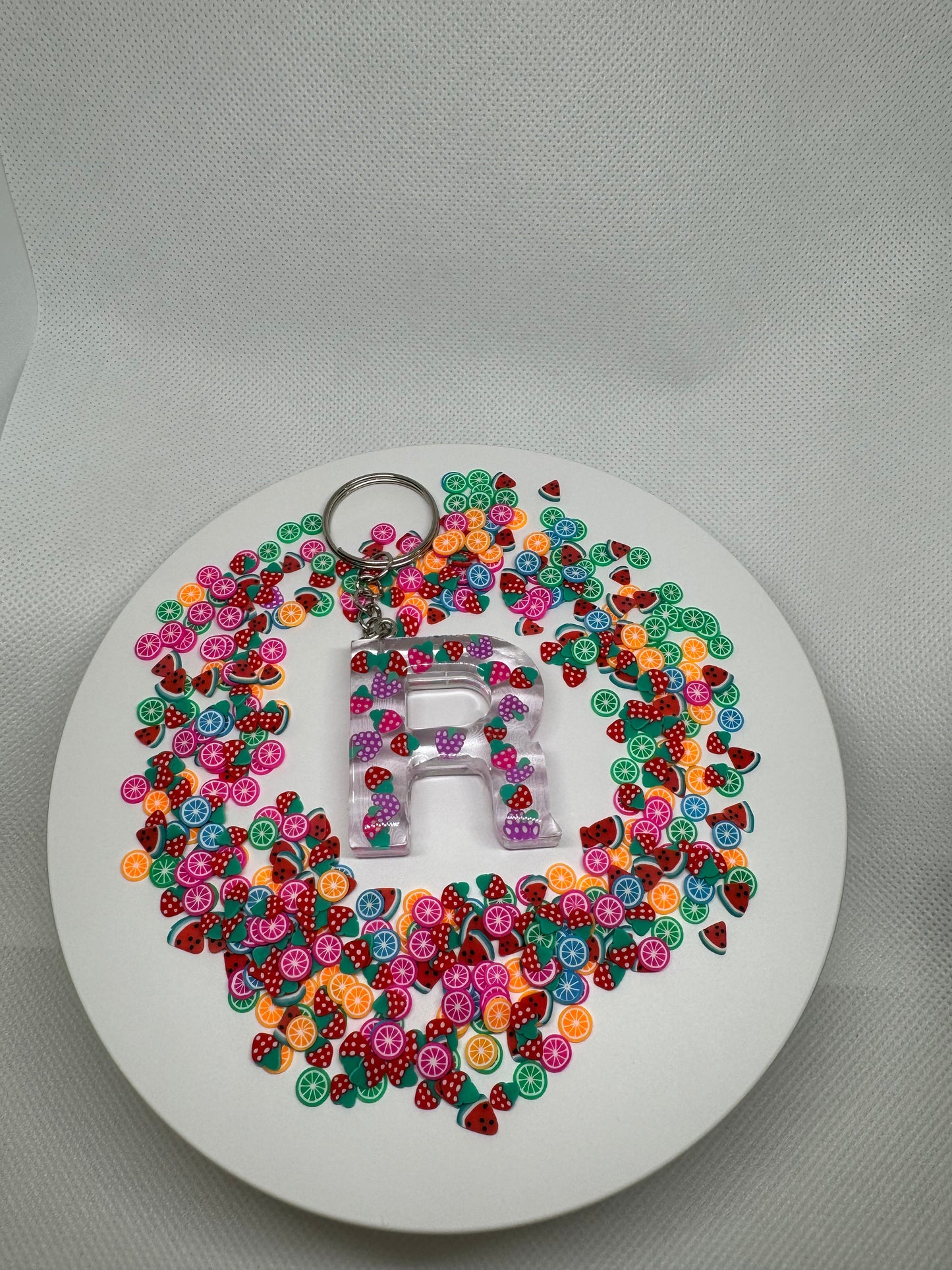 Alphabet letter keychain Fruits🍓🍒🍉🍎