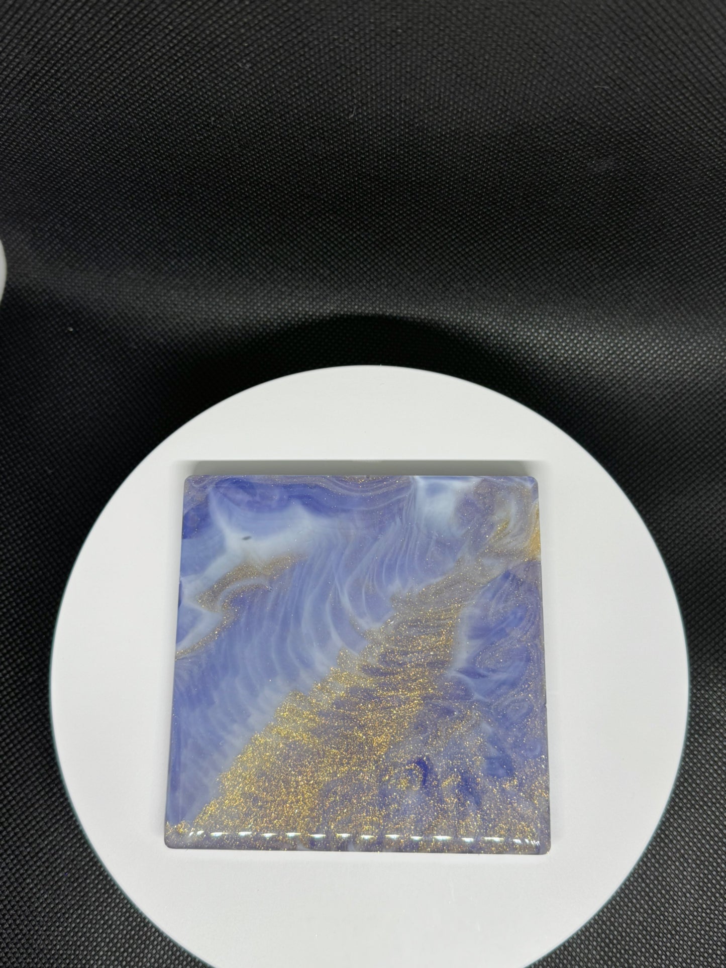 Celestial Epoxy Resin Coasters – Handmade Galaxy Blue & Gold Glitter Marble Effect – Set of 6