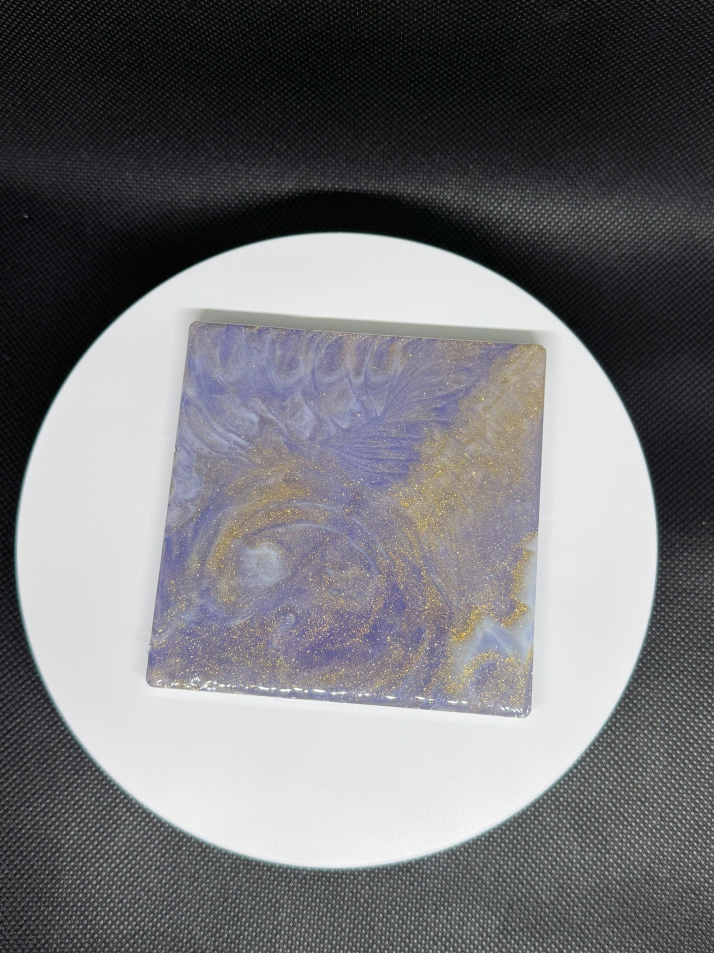 Celestial Epoxy Resin Coasters – Handmade Galaxy Blue & Gold Glitter Marble Effect – Set of 6