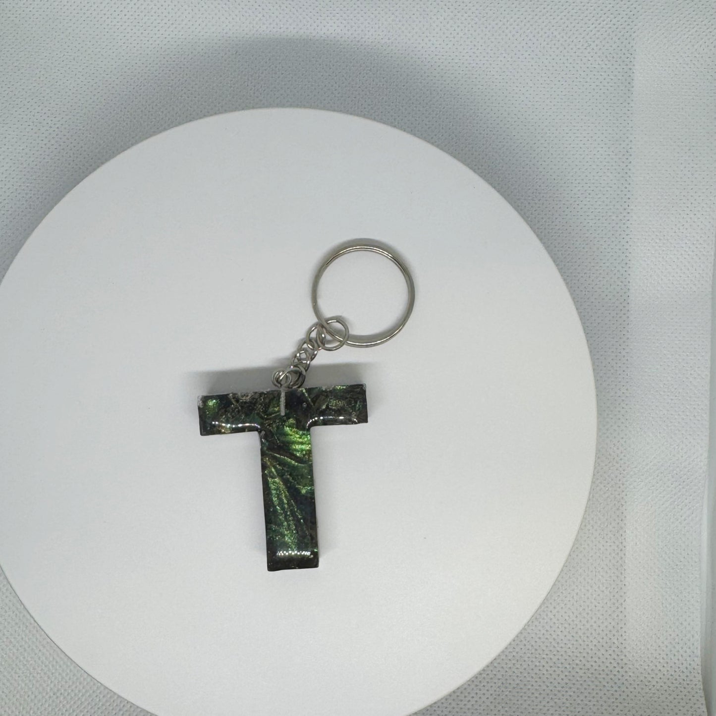 Forest Flame Resin Letter Keychain