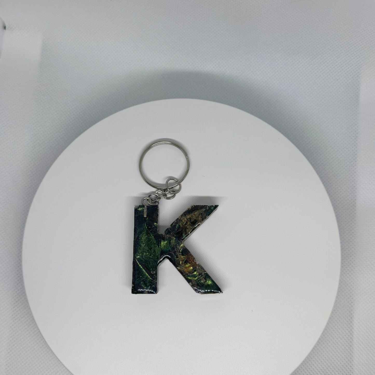 Forest Flame Resin Letter Keychain