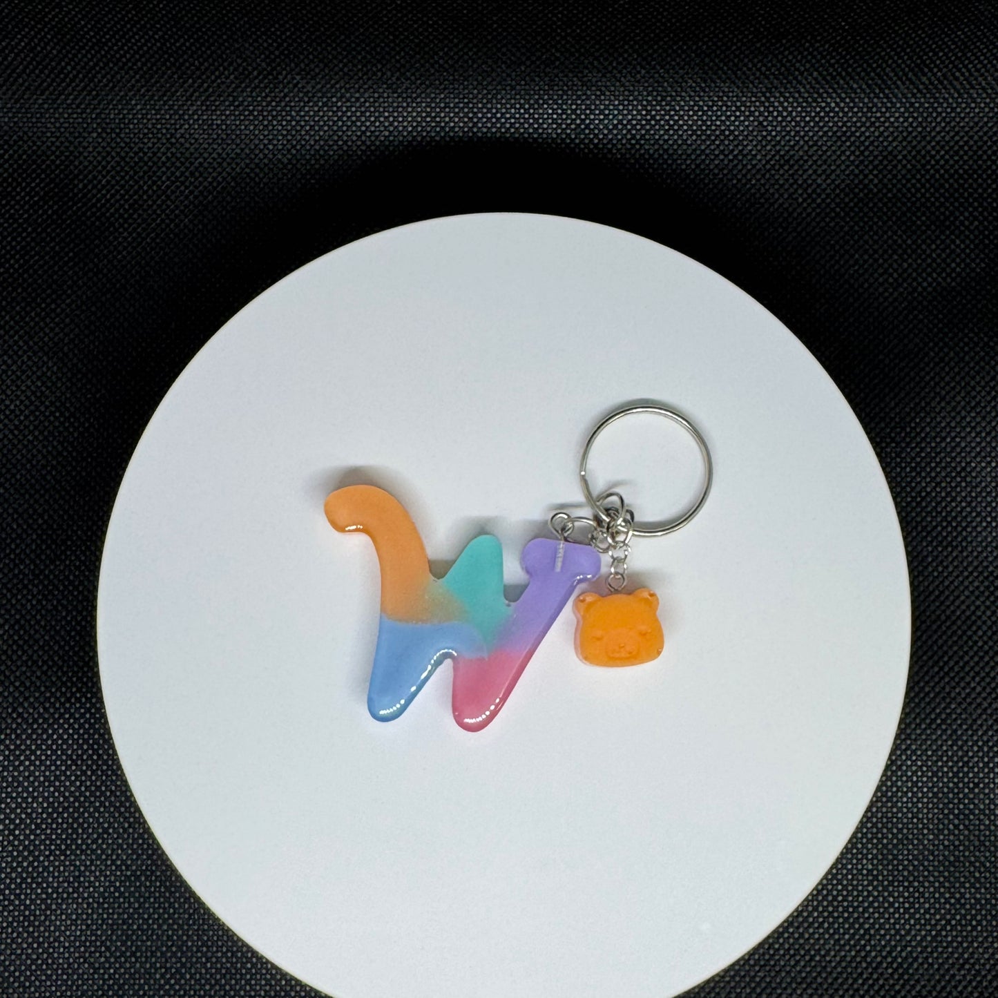 Custom Pastel Resin Initial Keychains – Handmade Letter Charms with Cute Mini Accessorie