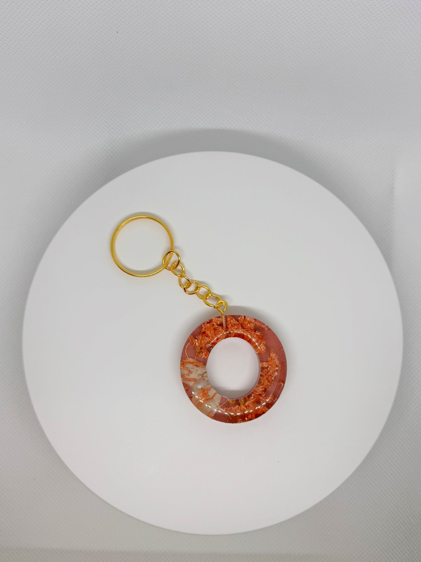 Pink with Rose Gold Foil Keychain- Alphabet Letter