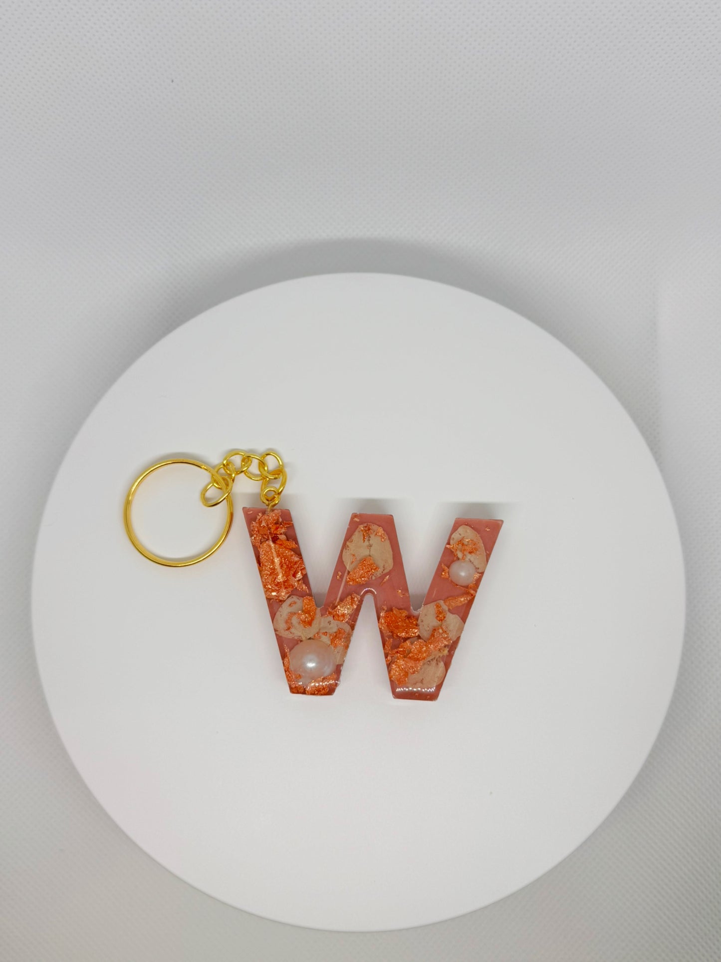 Pink with Rose Gold Foil Keychain- Alphabet Letter