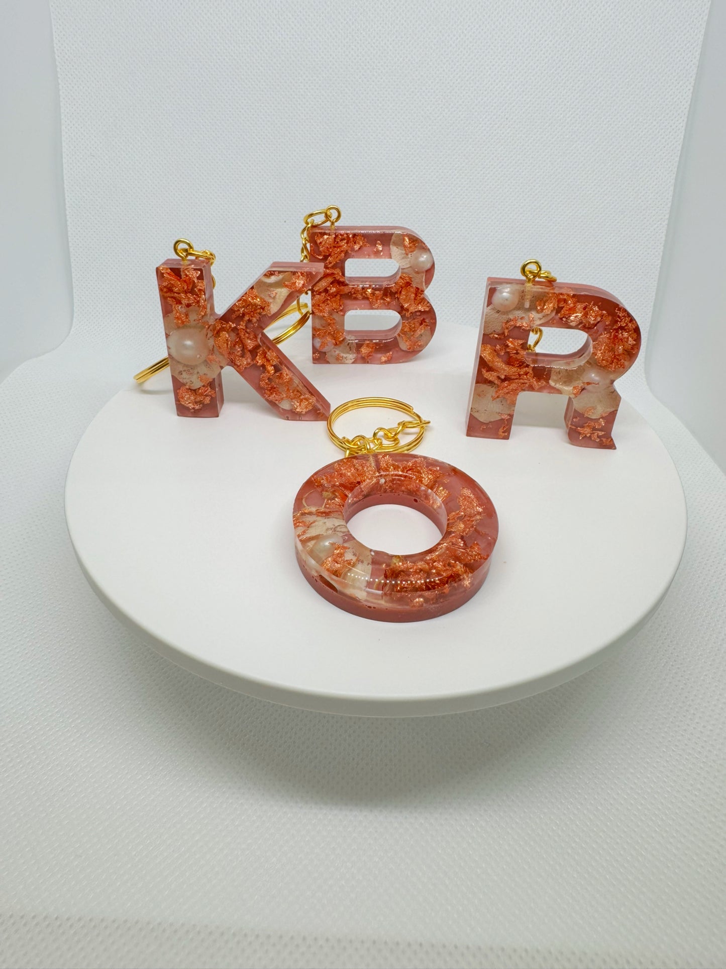 Pink with Rose Gold Foil Keychain- Alphabet Letter