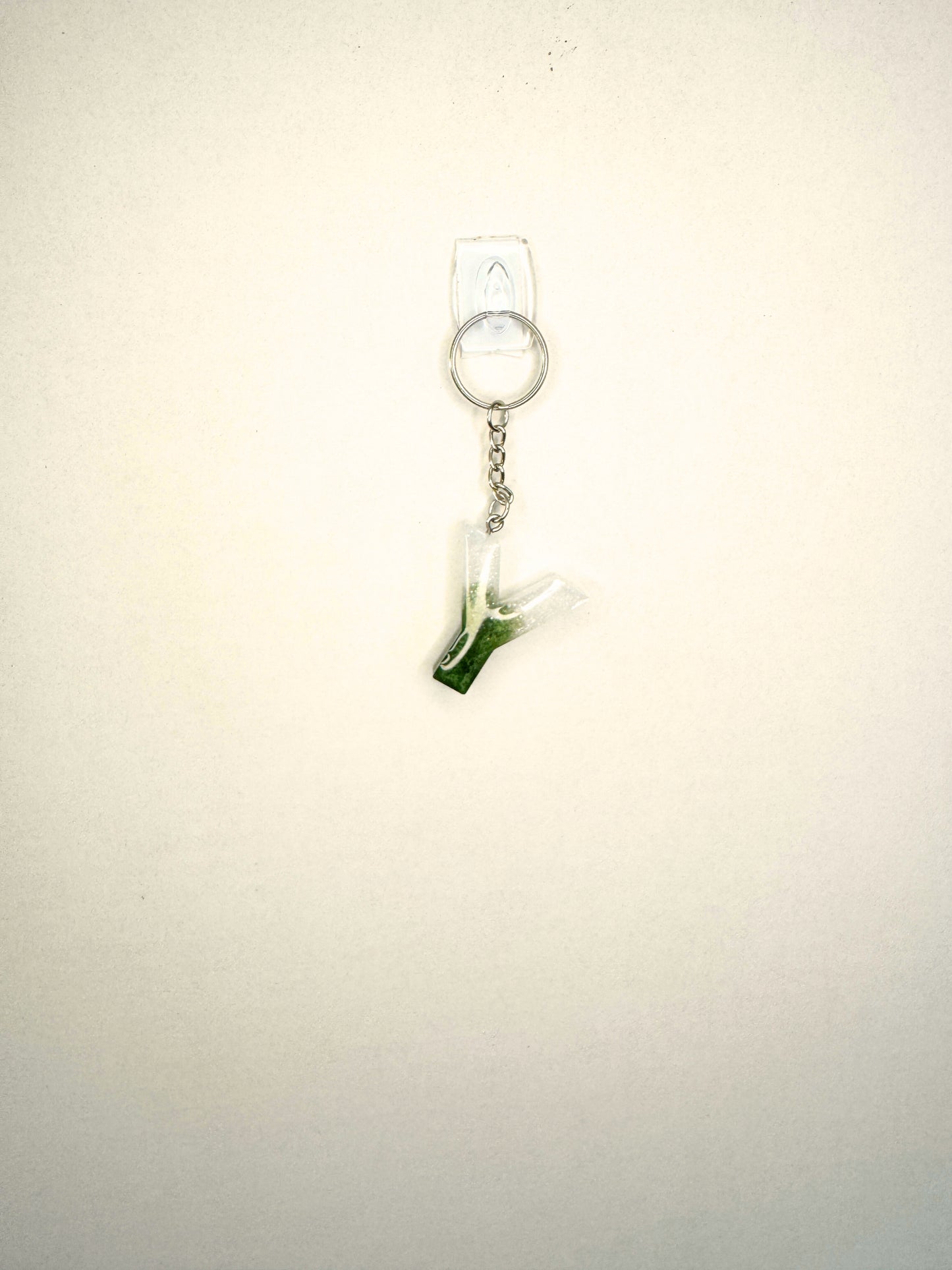 Alphabet letter  keychain Dark green and Silver