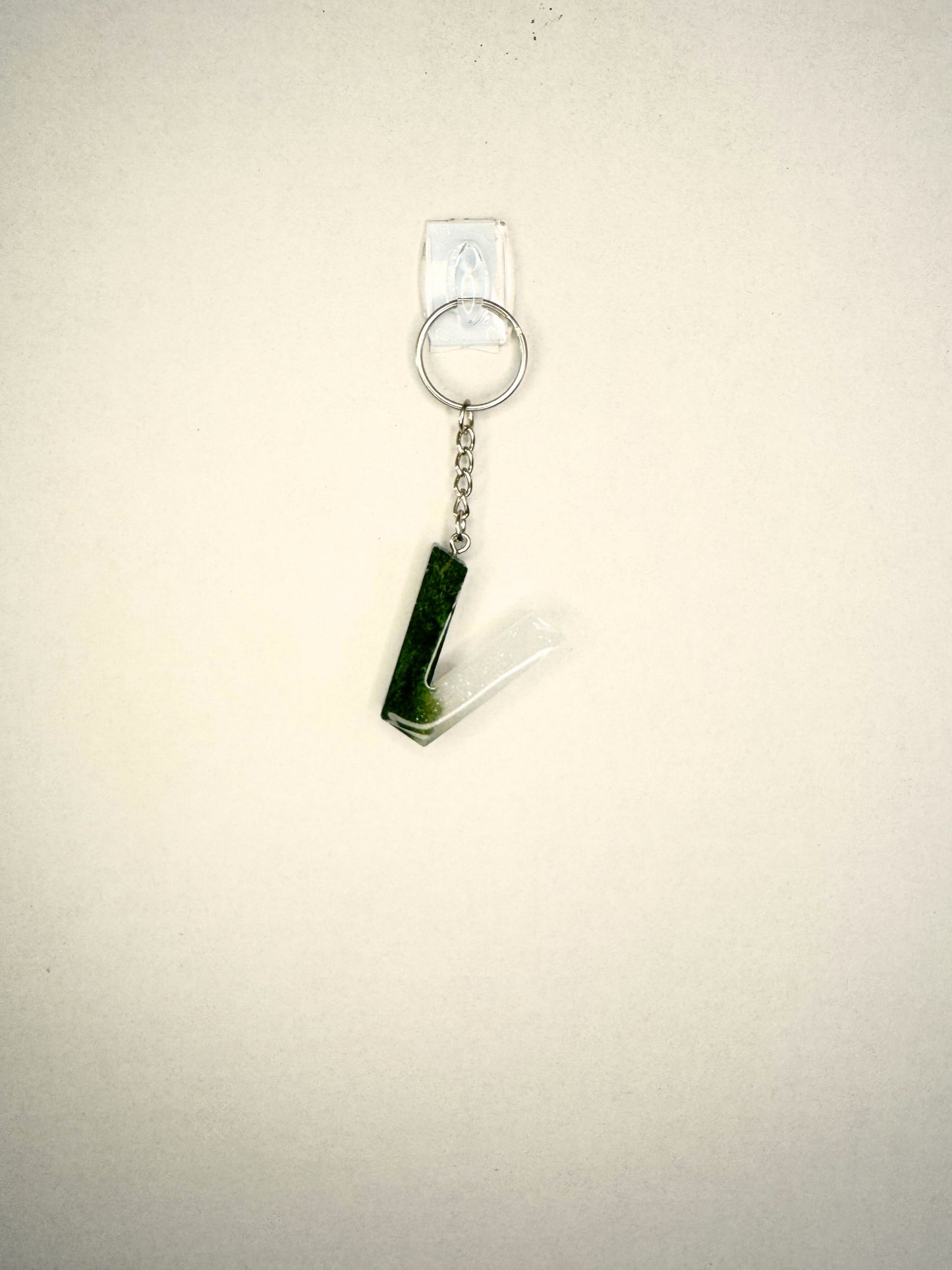 Alphabet letter  keychain Dark green and Silver