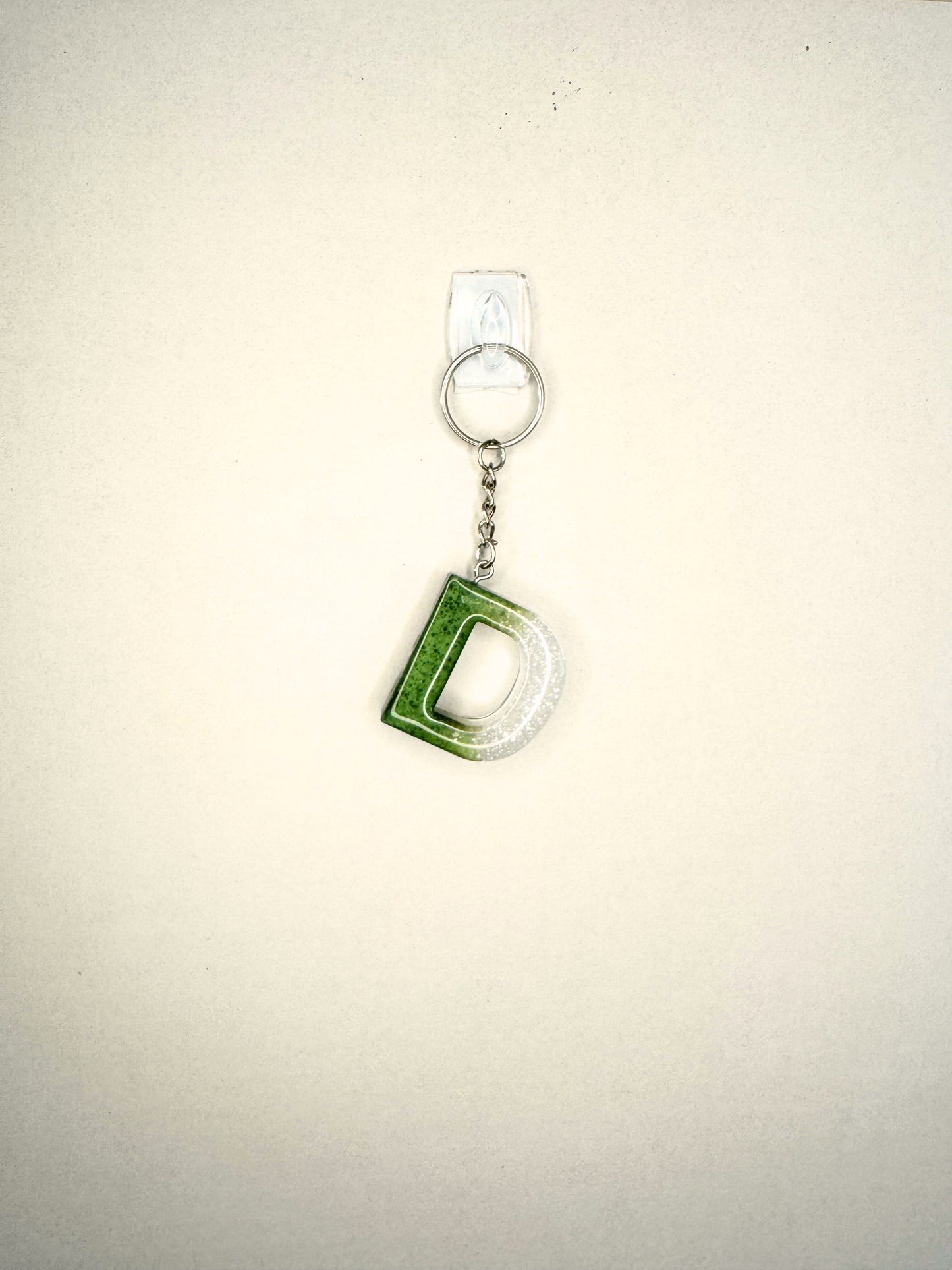 Alphabet letter  keychain Dark green and Silver