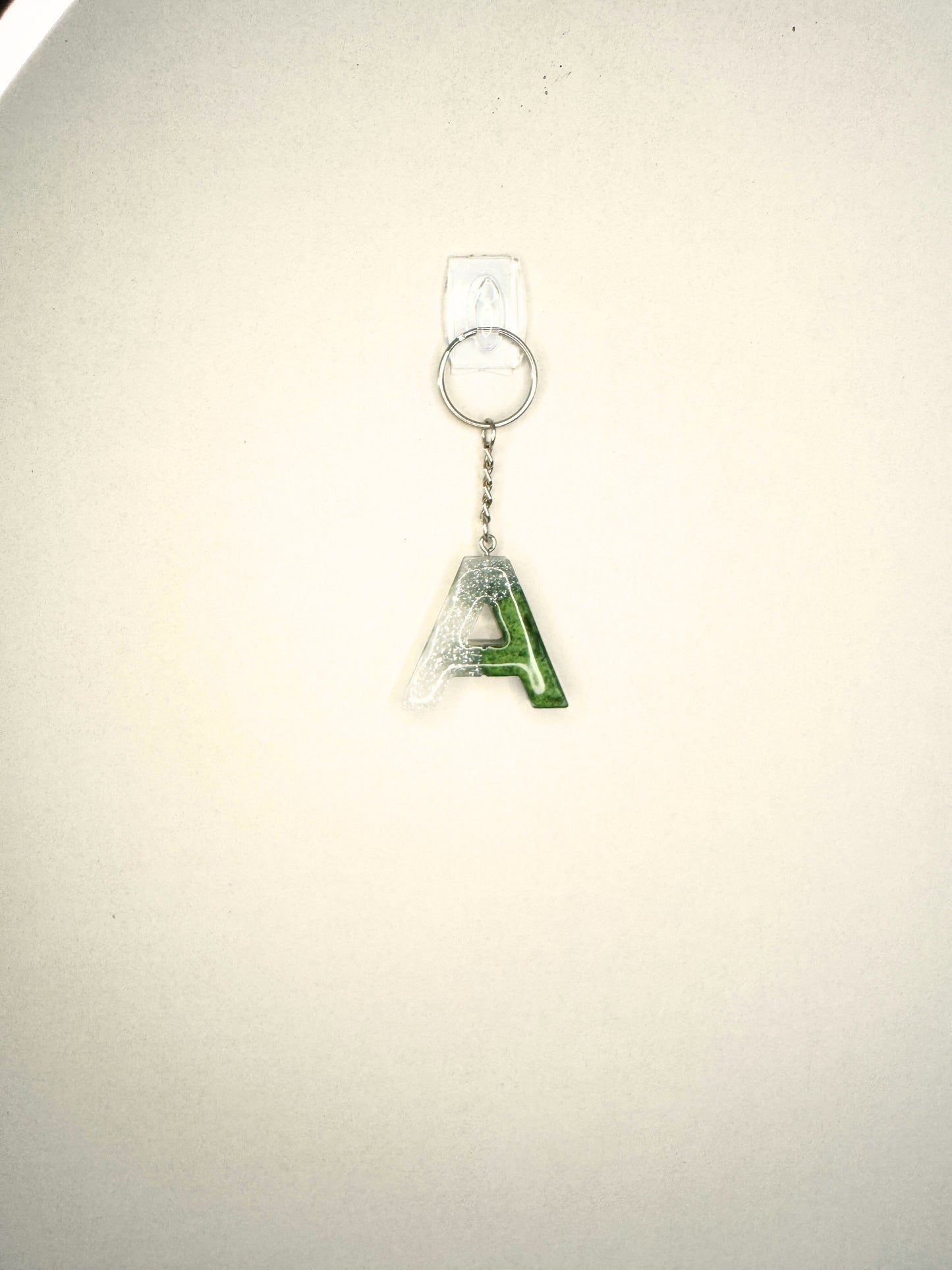 Alphabet letter  keychain Dark green and Silver