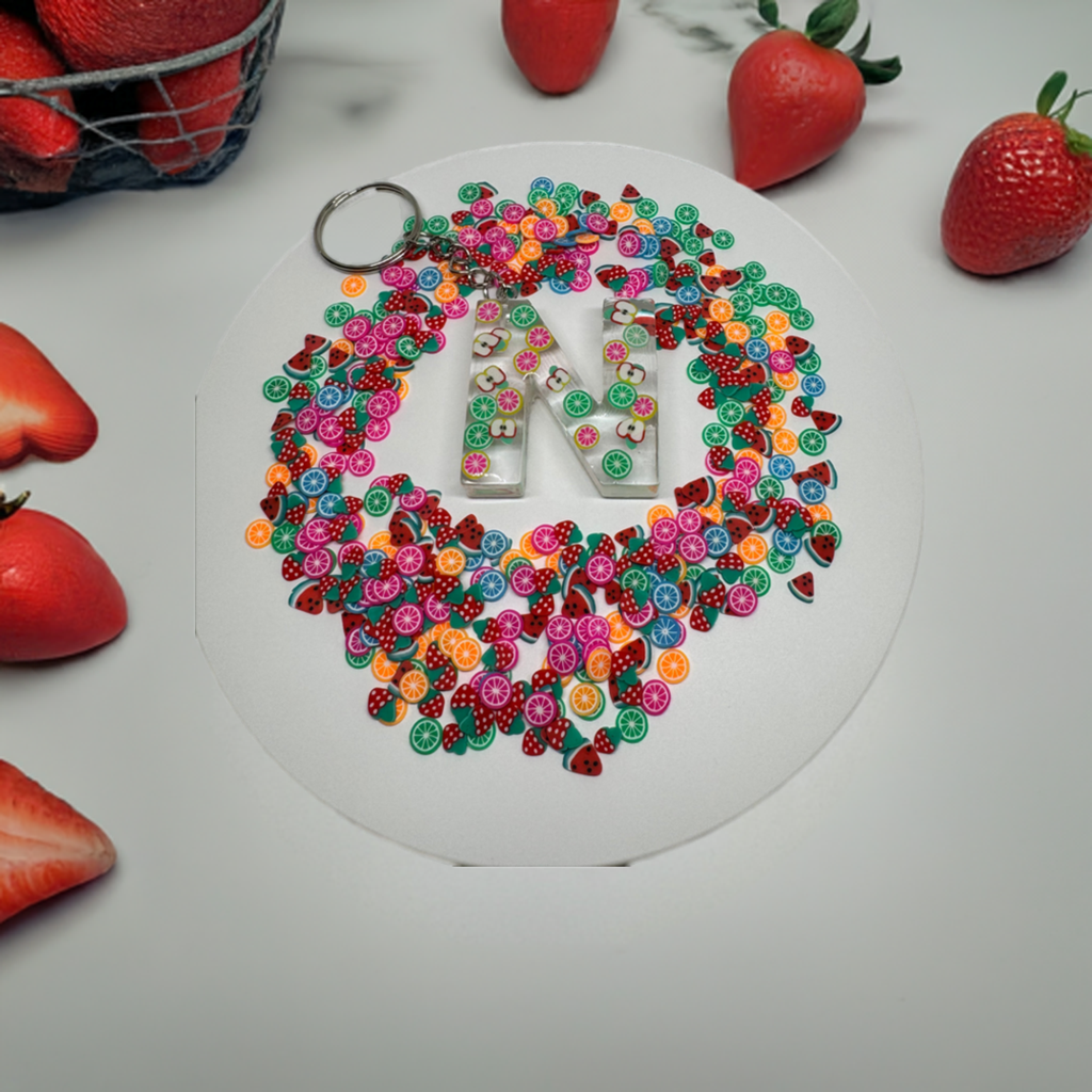 Alphabet letter keychain Fruits🍓🍒🍉🍎