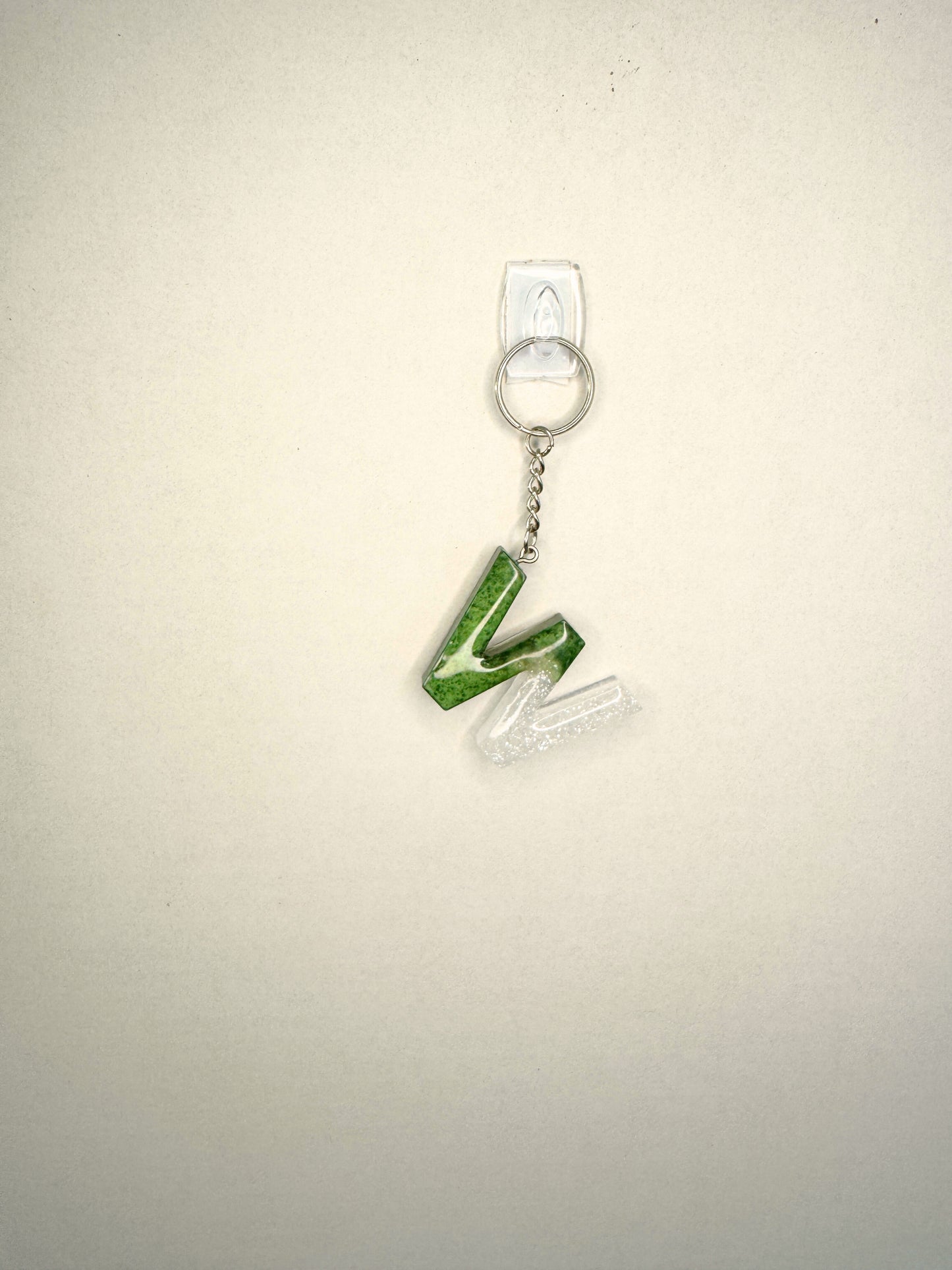 Alphabet letter  keychain Dark green and Silver